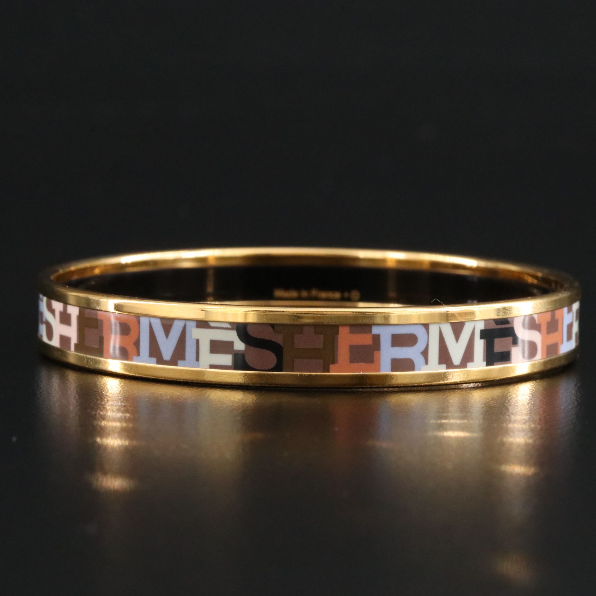 Hermès Capitale Narrow Enamel Bangle Bracelet