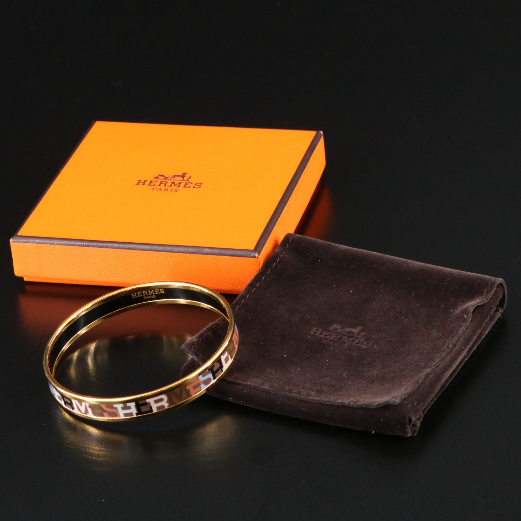 Hermès Capitale Narrow Enamel Bangle Bracelet