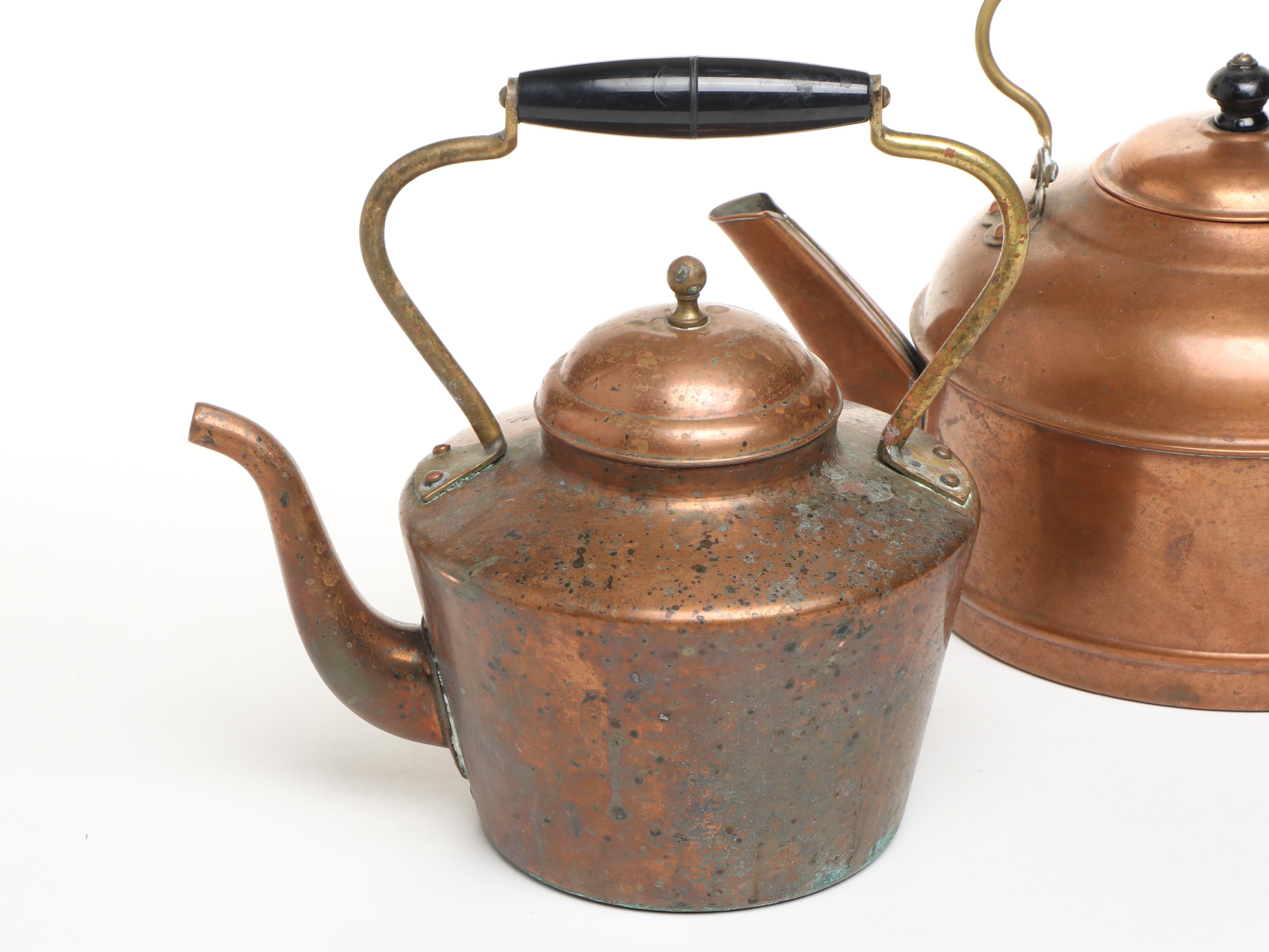 Bazar Francais Copper Pot with Kettles and Damer Floral Canister