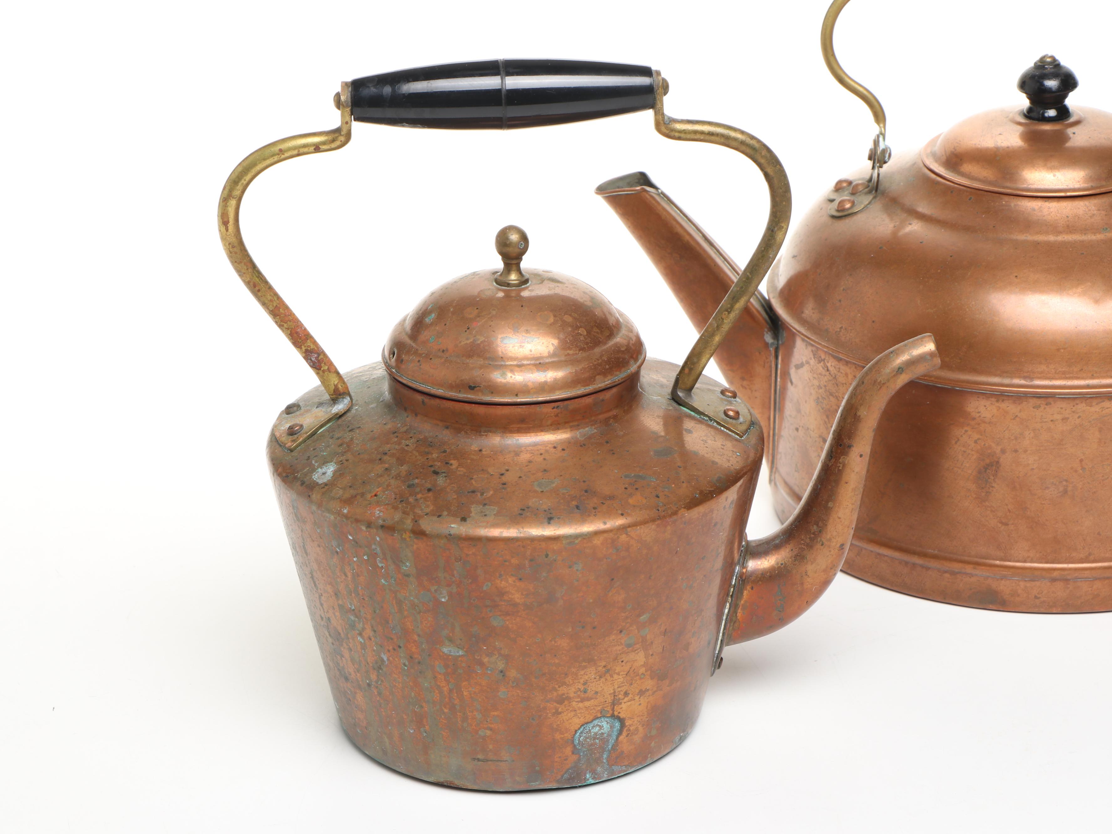 Bazar Francais Copper Pot with Kettles and Damer Floral Canister