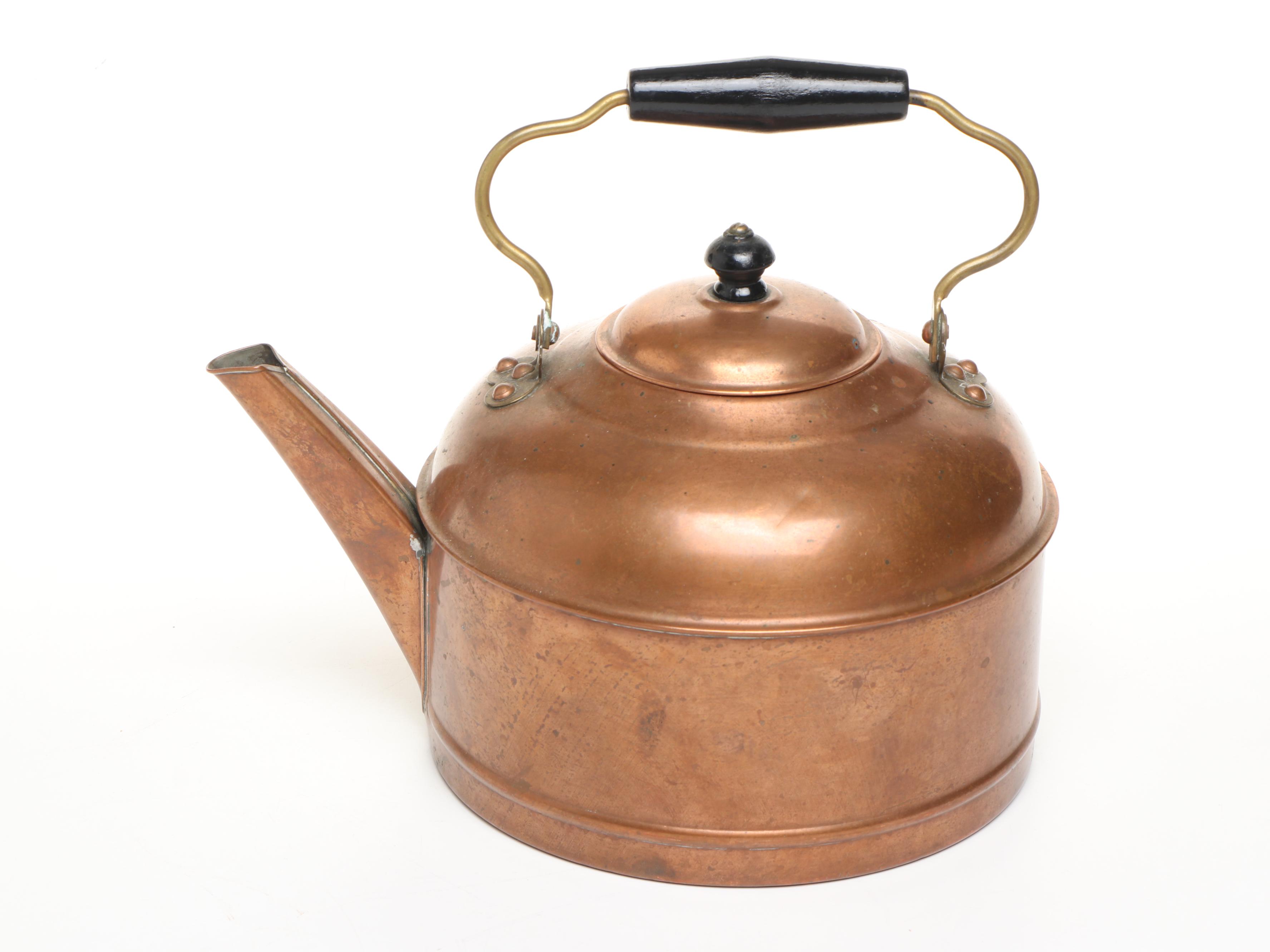 Bazar Francais Copper Pot with Kettles and Damer Floral Canister