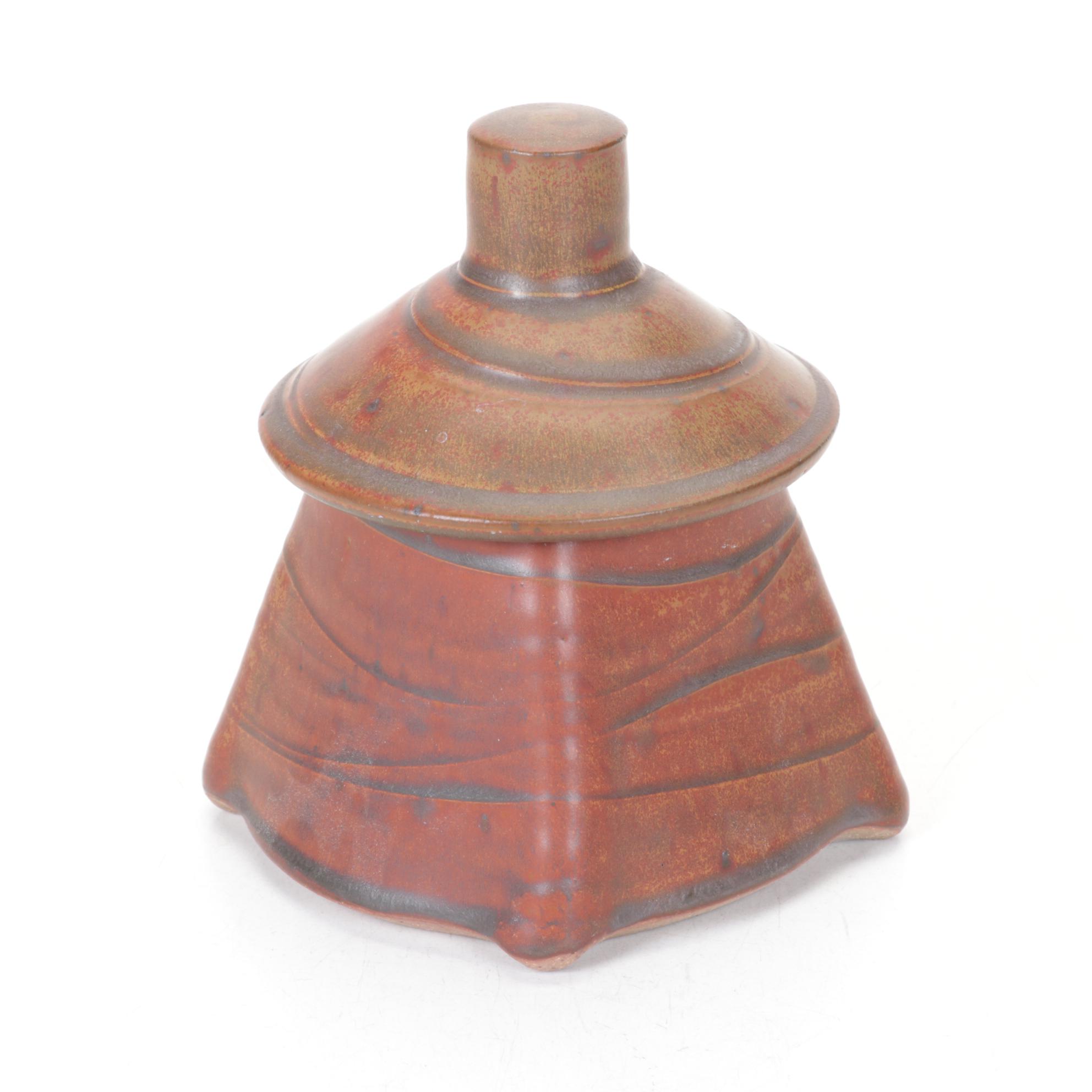 Ellen Shankin Hand-Thrown Pottery Bowls, Vase and Box, Late 20th Century