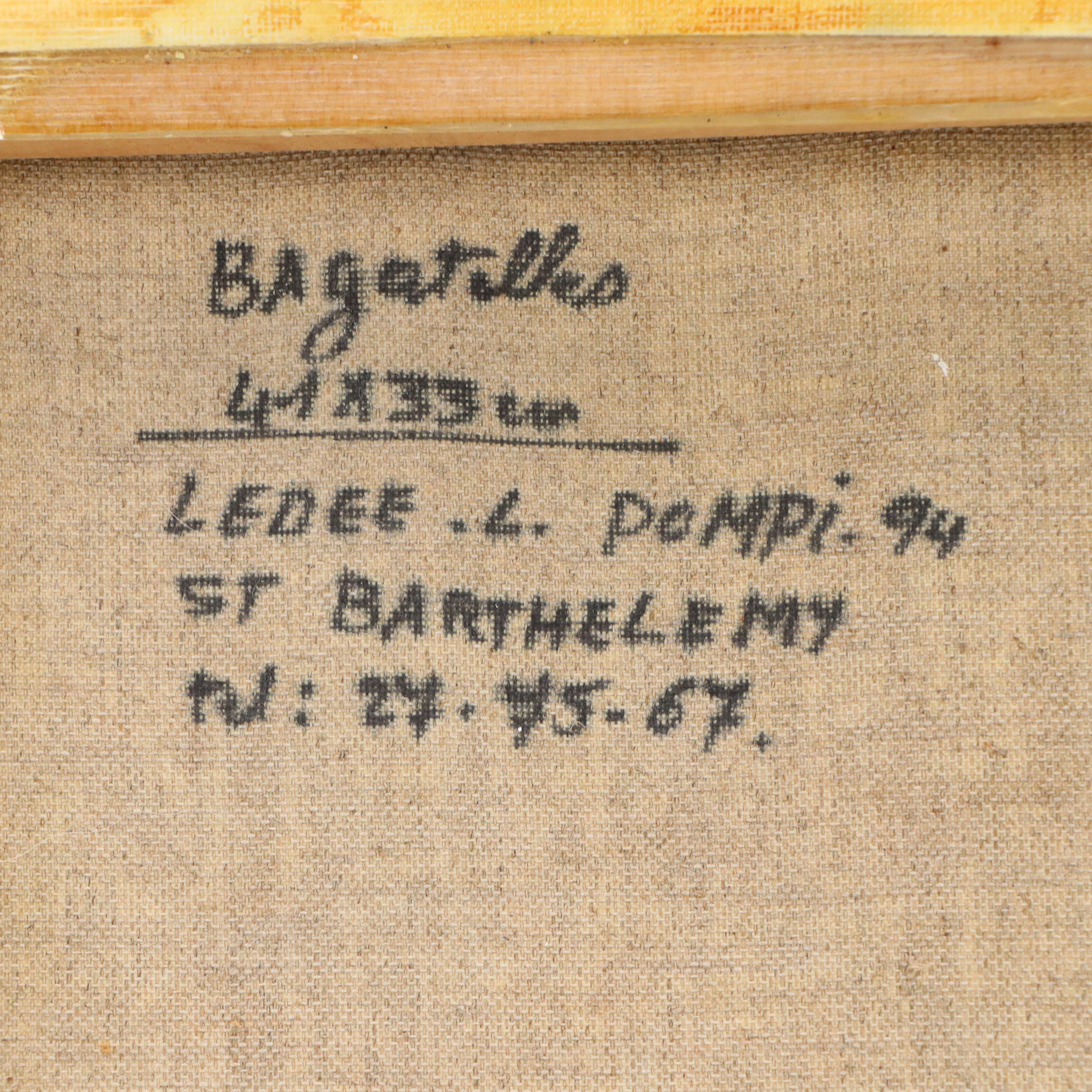 Lédée-Louis Pompi Garden Scene Acrylic Painting "Bagatelles," 1994