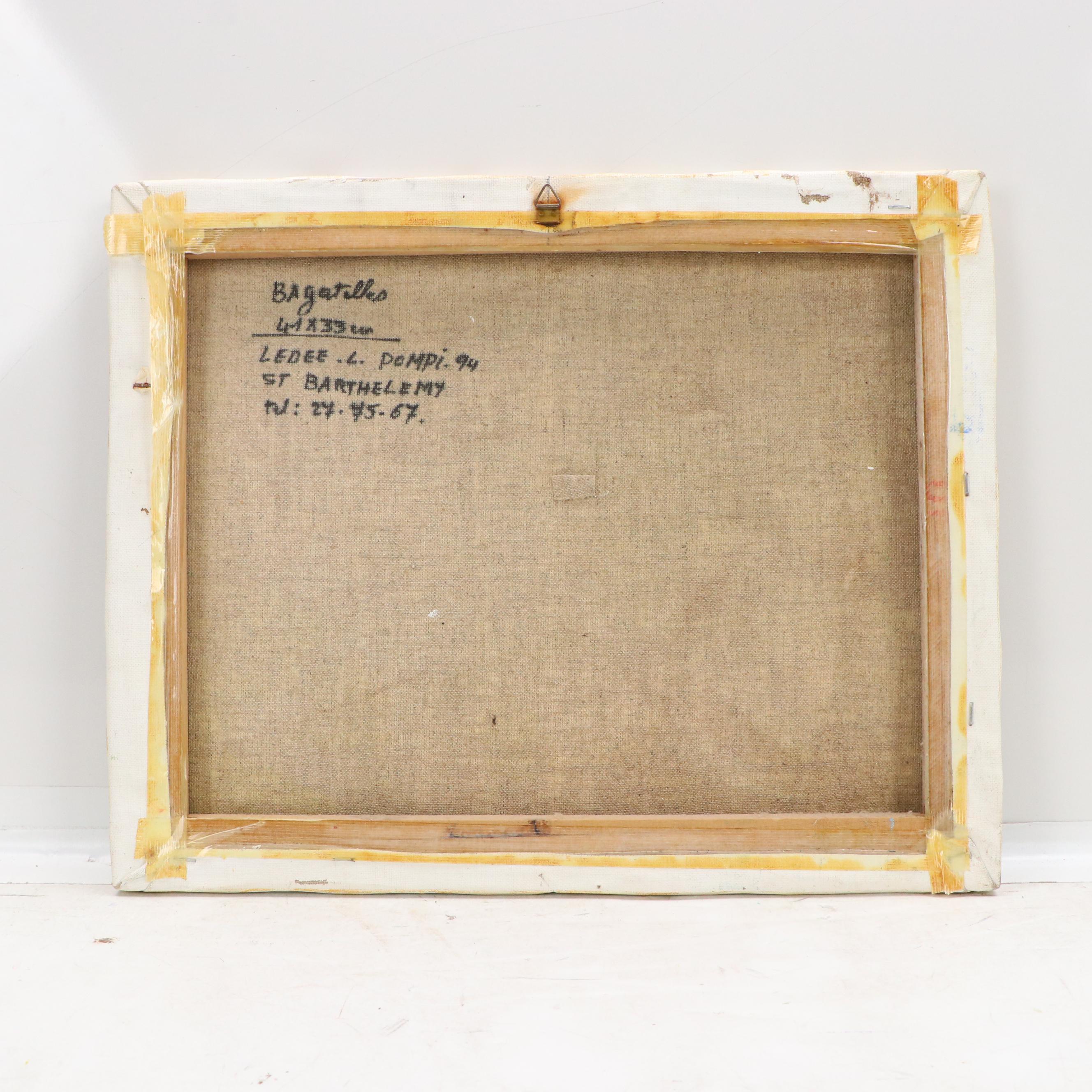 Lédée-Louis Pompi Garden Scene Acrylic Painting "Bagatelles," 1994