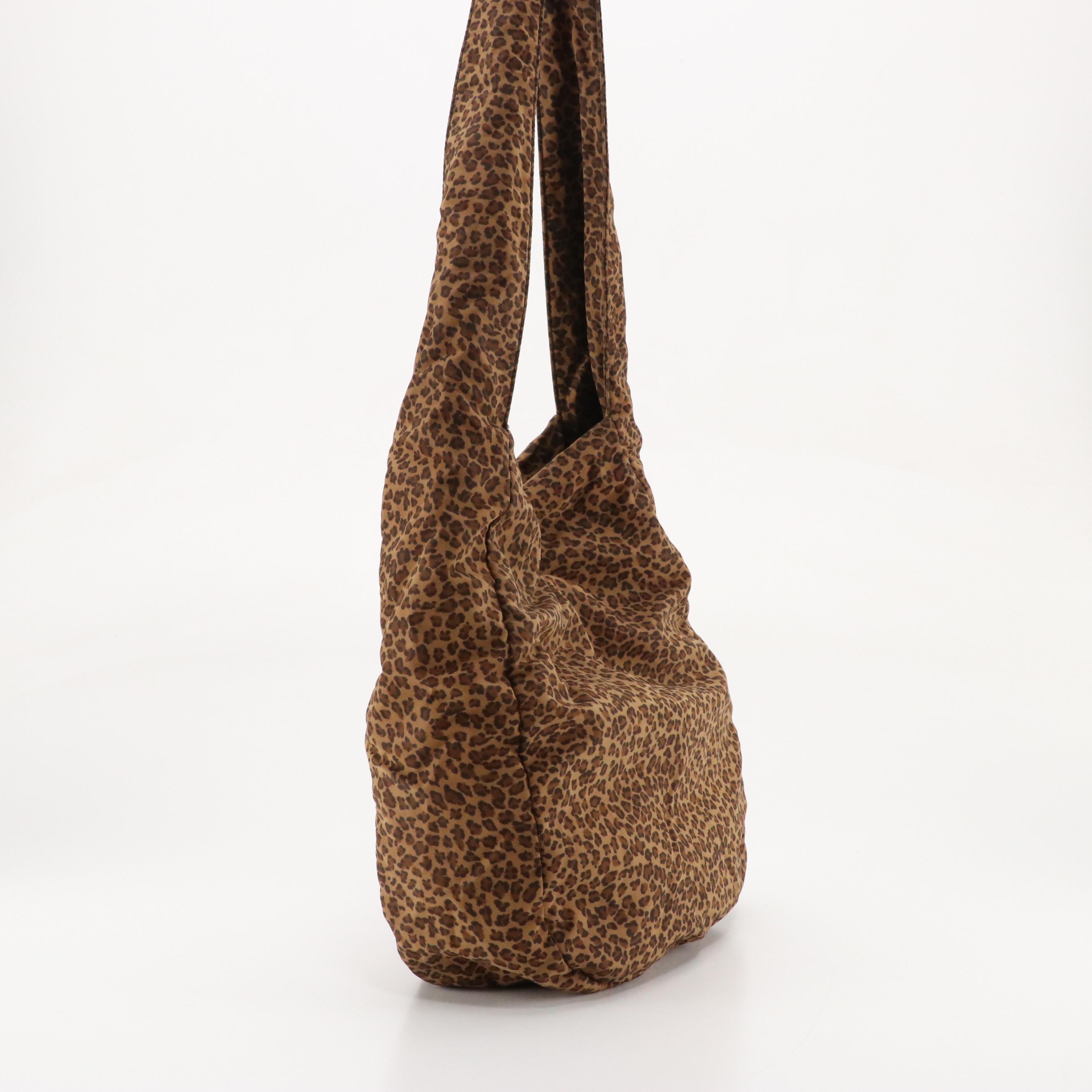 Bottega Veneta Vintage Hobo Shoulder Bag in Leopard Printed Soft Nylon