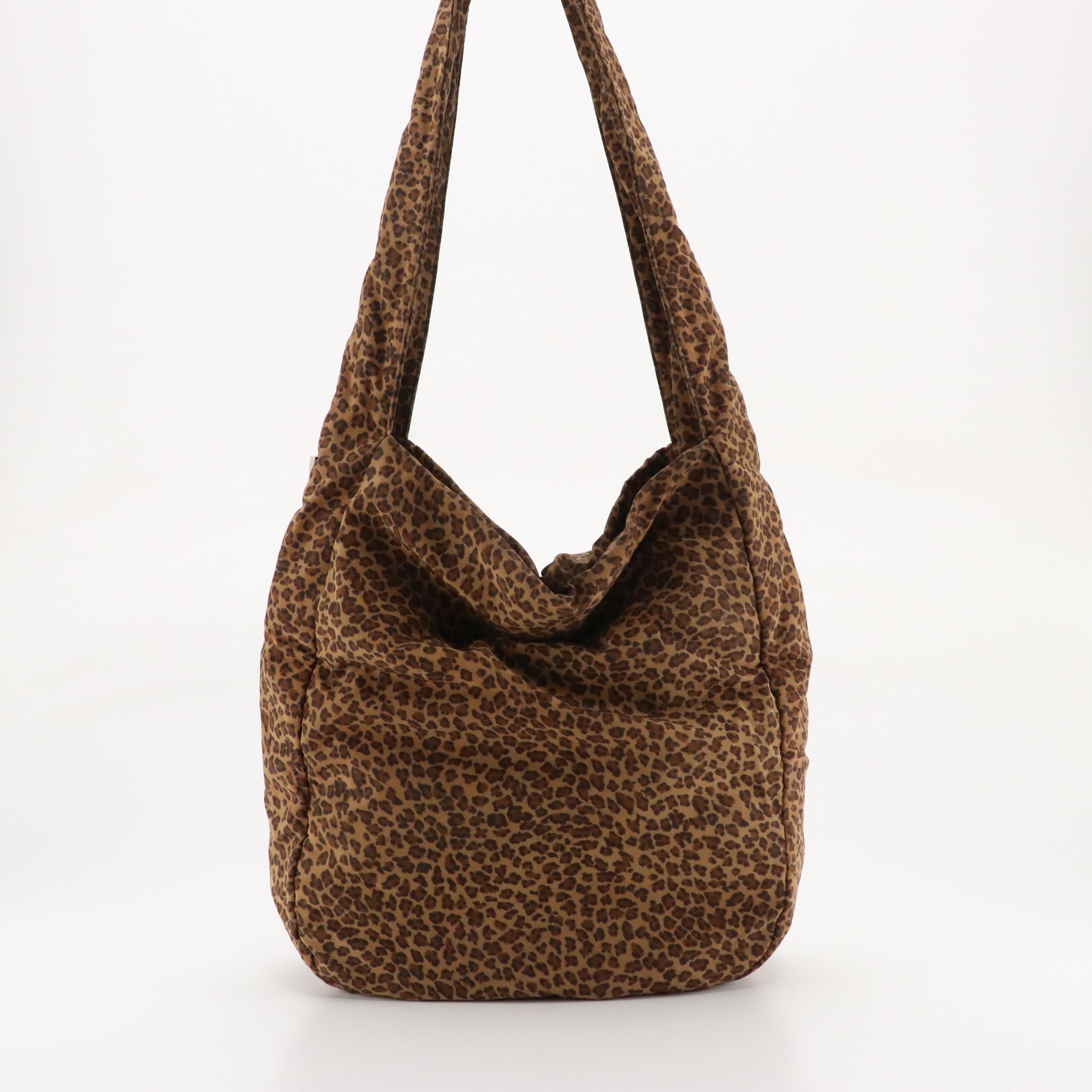 Bottega Veneta Vintage Hobo Shoulder Bag in Leopard Printed Soft Nylon