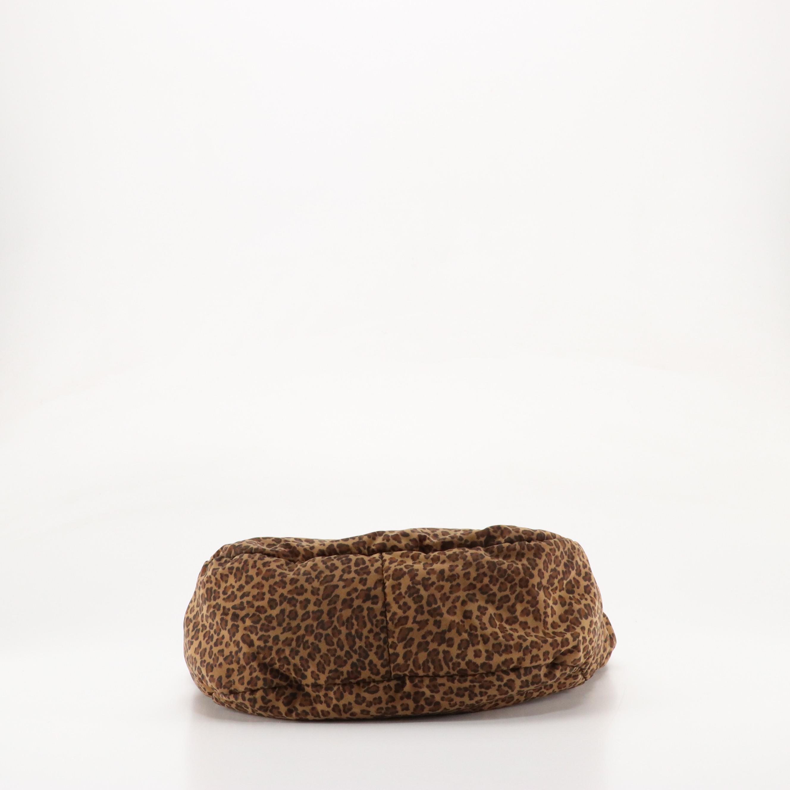 Bottega Veneta Vintage Hobo Shoulder Bag in Leopard Printed Soft Nylon