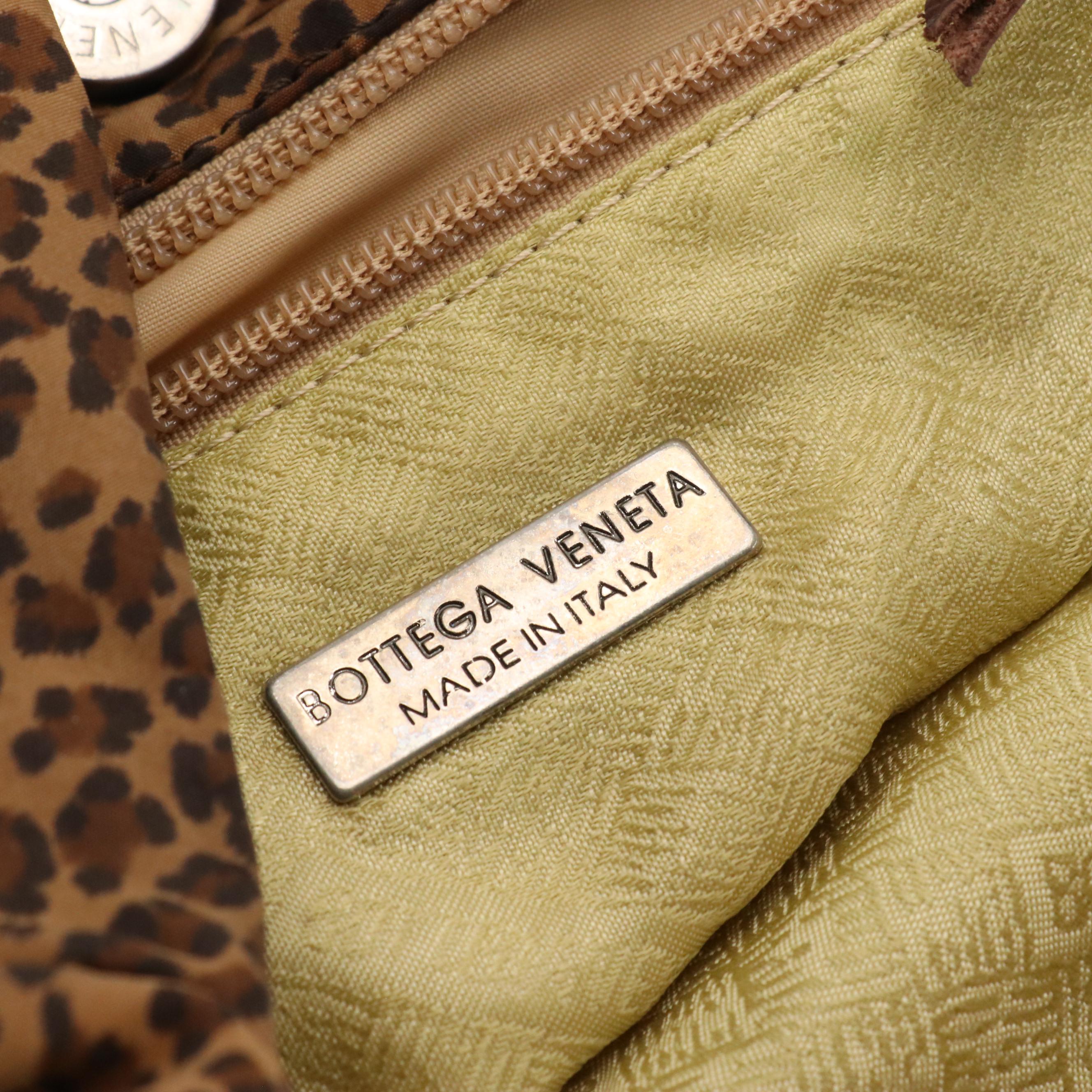 Bottega Veneta Vintage Hobo Shoulder Bag in Leopard Printed Soft Nylon