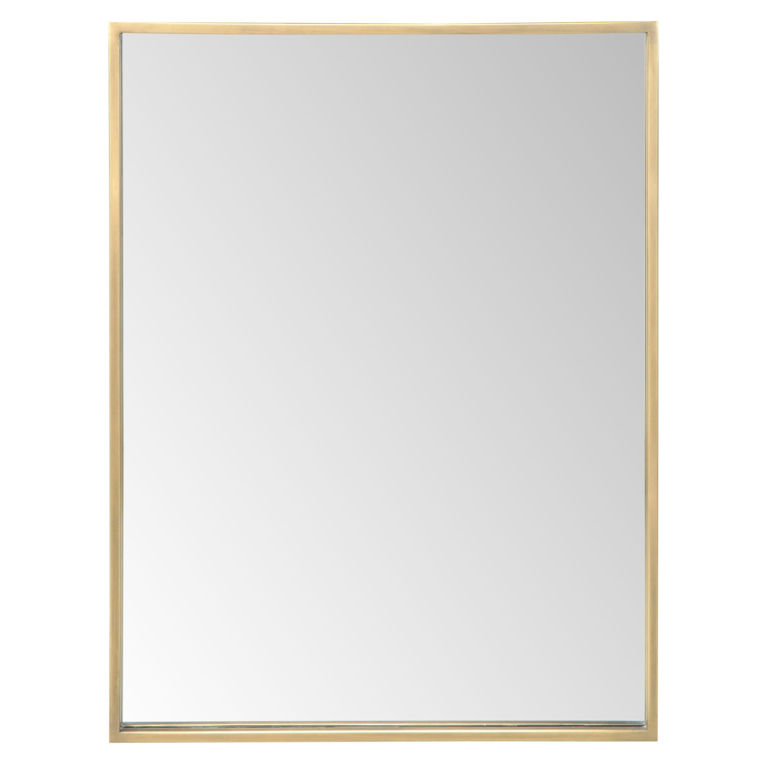 Contemporary Brushed Gold Tone Metal Framed Vanity Mirror