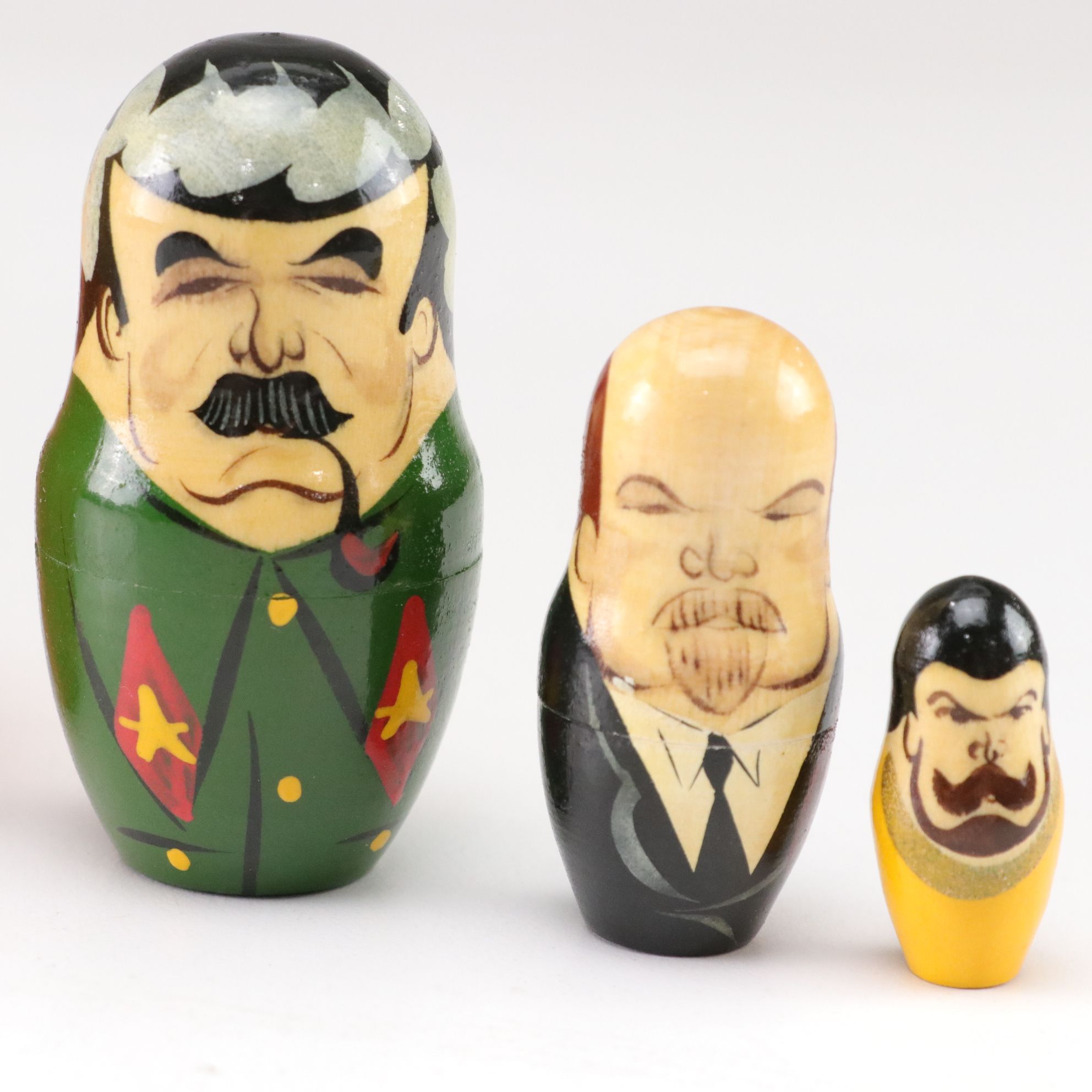 USSR Hand-Painted Wooden Russian Leaders Matryoshka Dolls