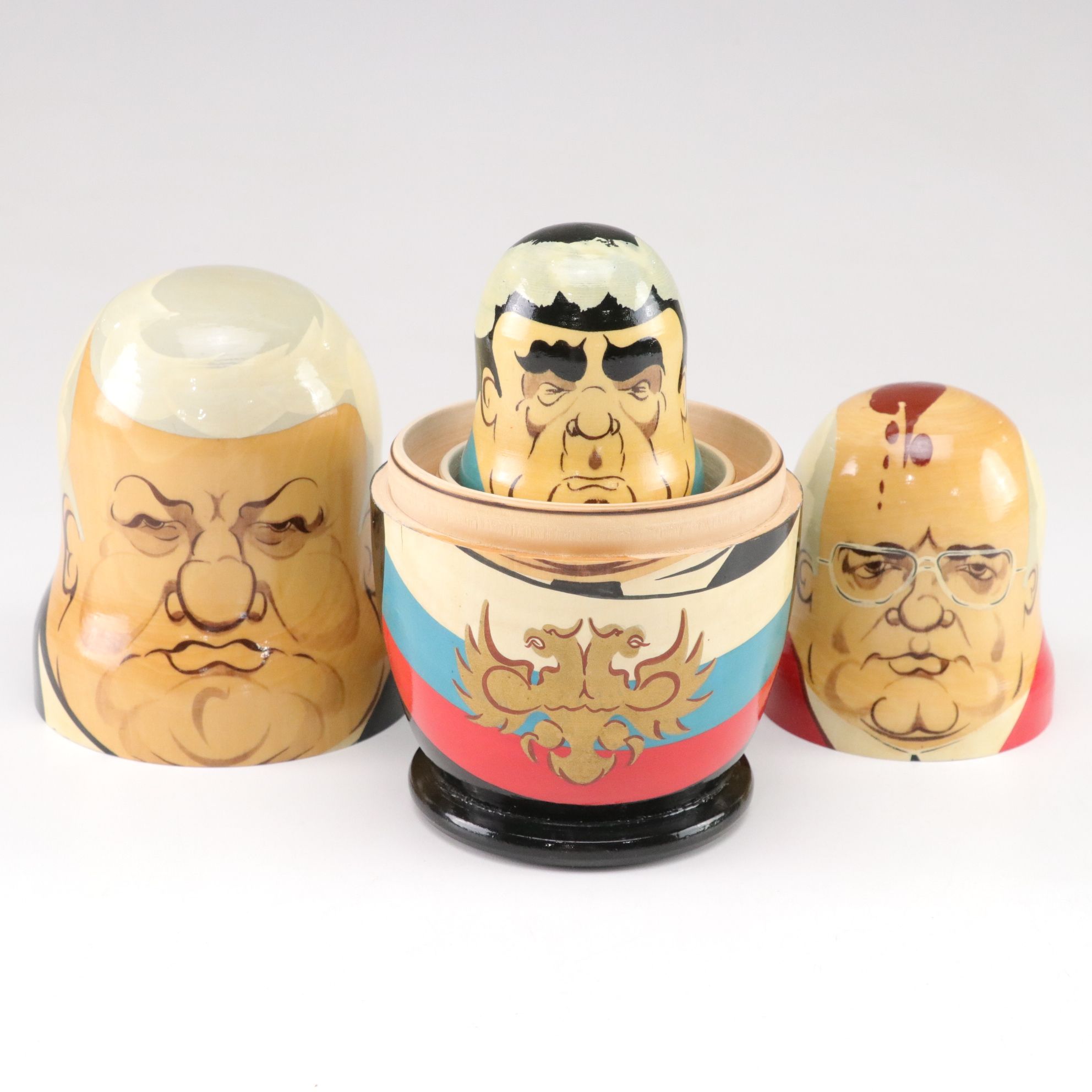 USSR Hand-Painted Wooden Russian Leaders Matryoshka Dolls