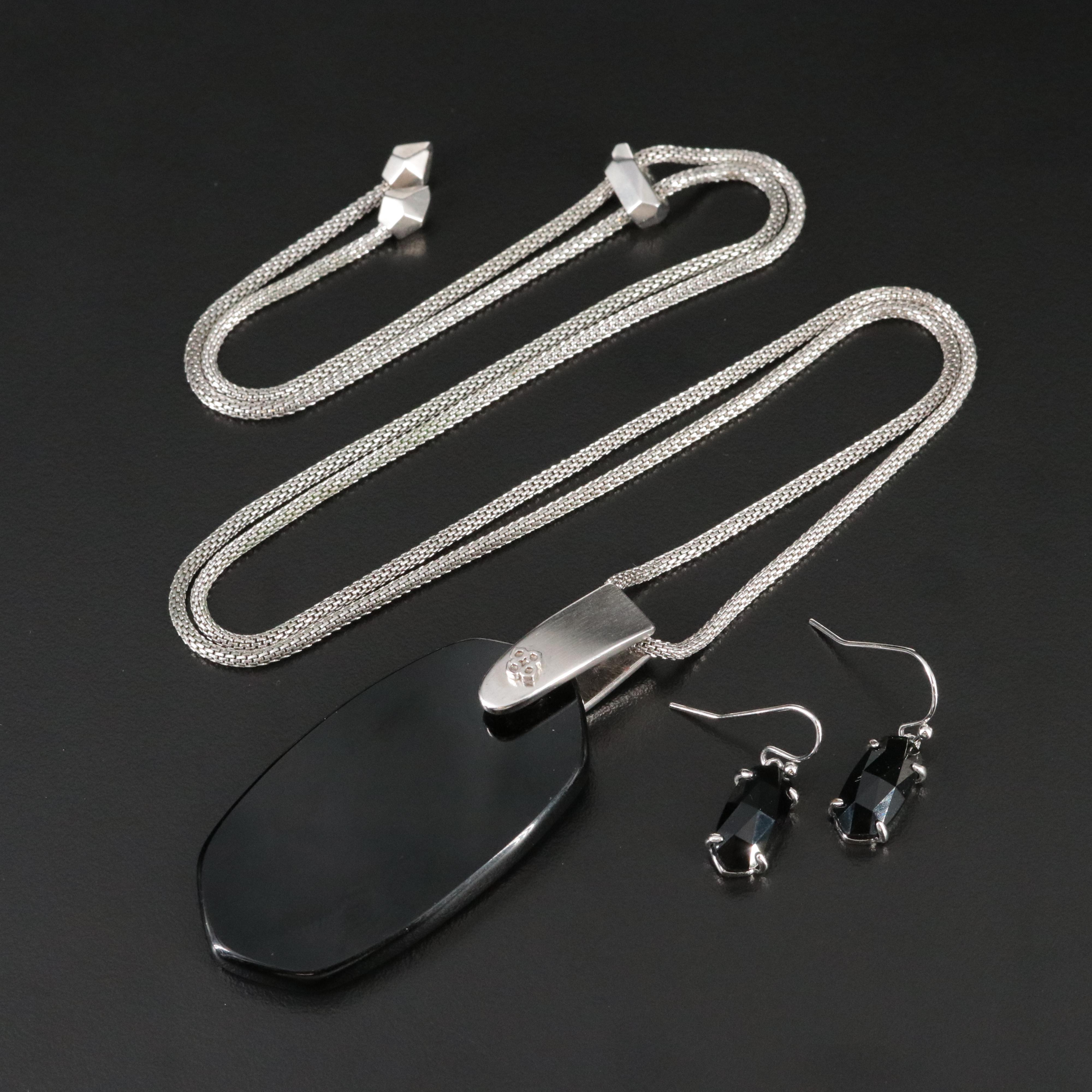 Kendra Scott "Black" Glass Necklace and Earring Set