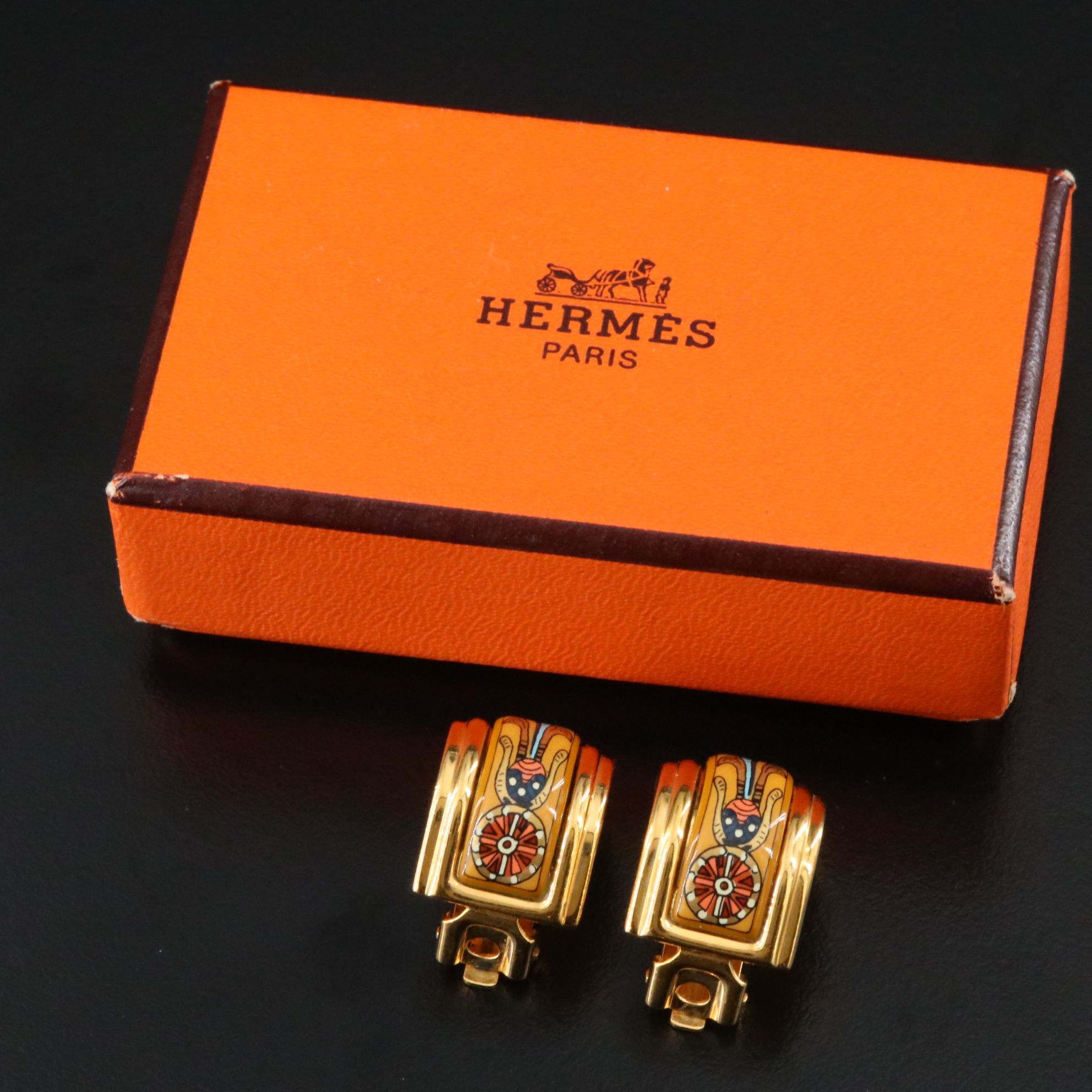 Hermès Enamel Clip Earrings