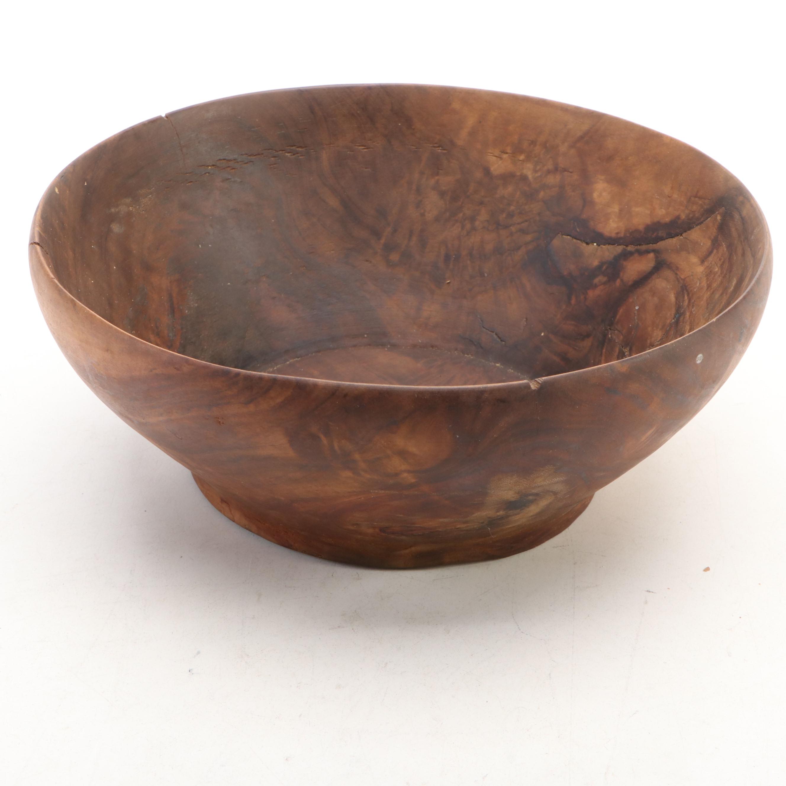 Primitive Style Hand-Carved Wood Fruit Bowls, Late 20th Century