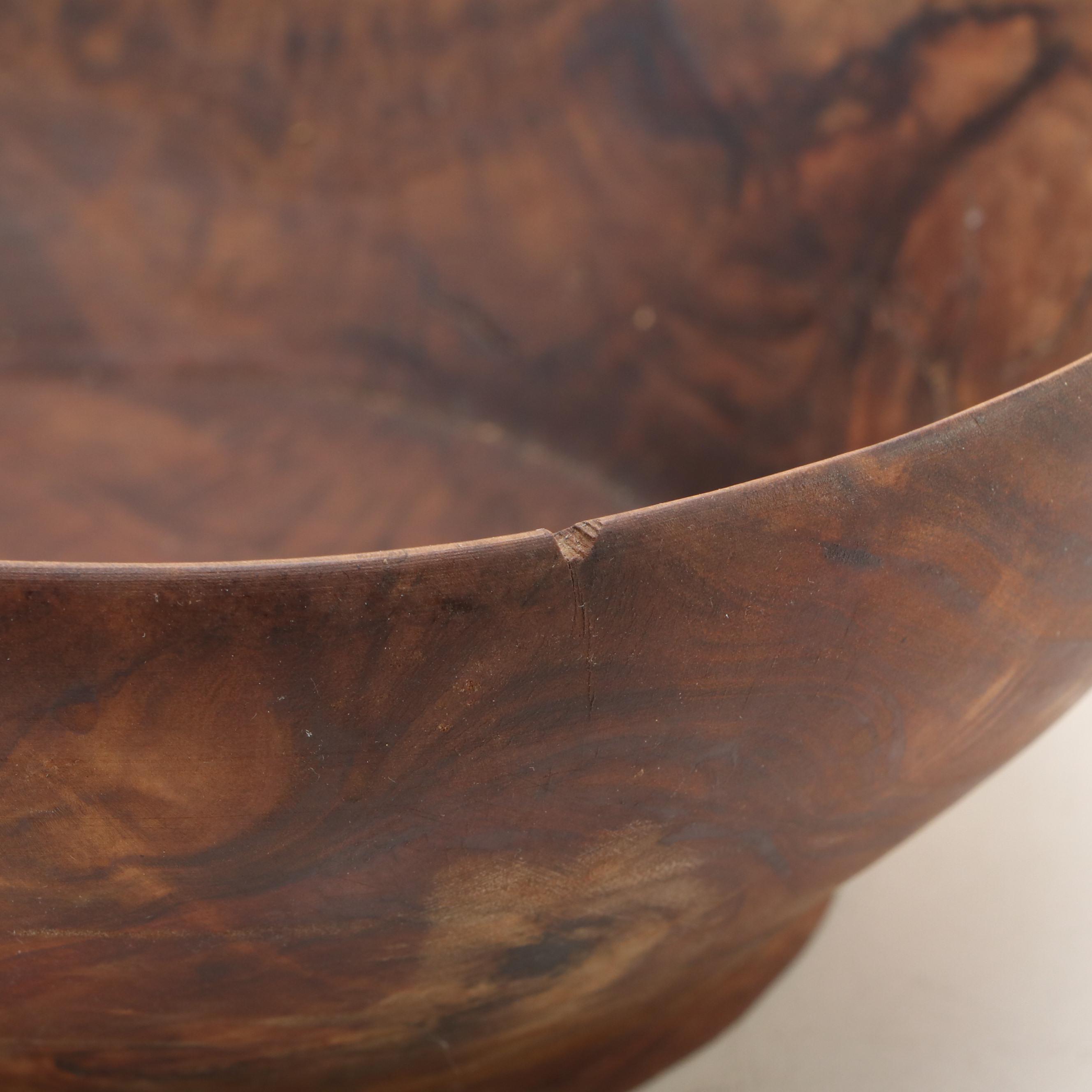 Primitive Style Hand-Carved Wood Fruit Bowls, Late 20th Century