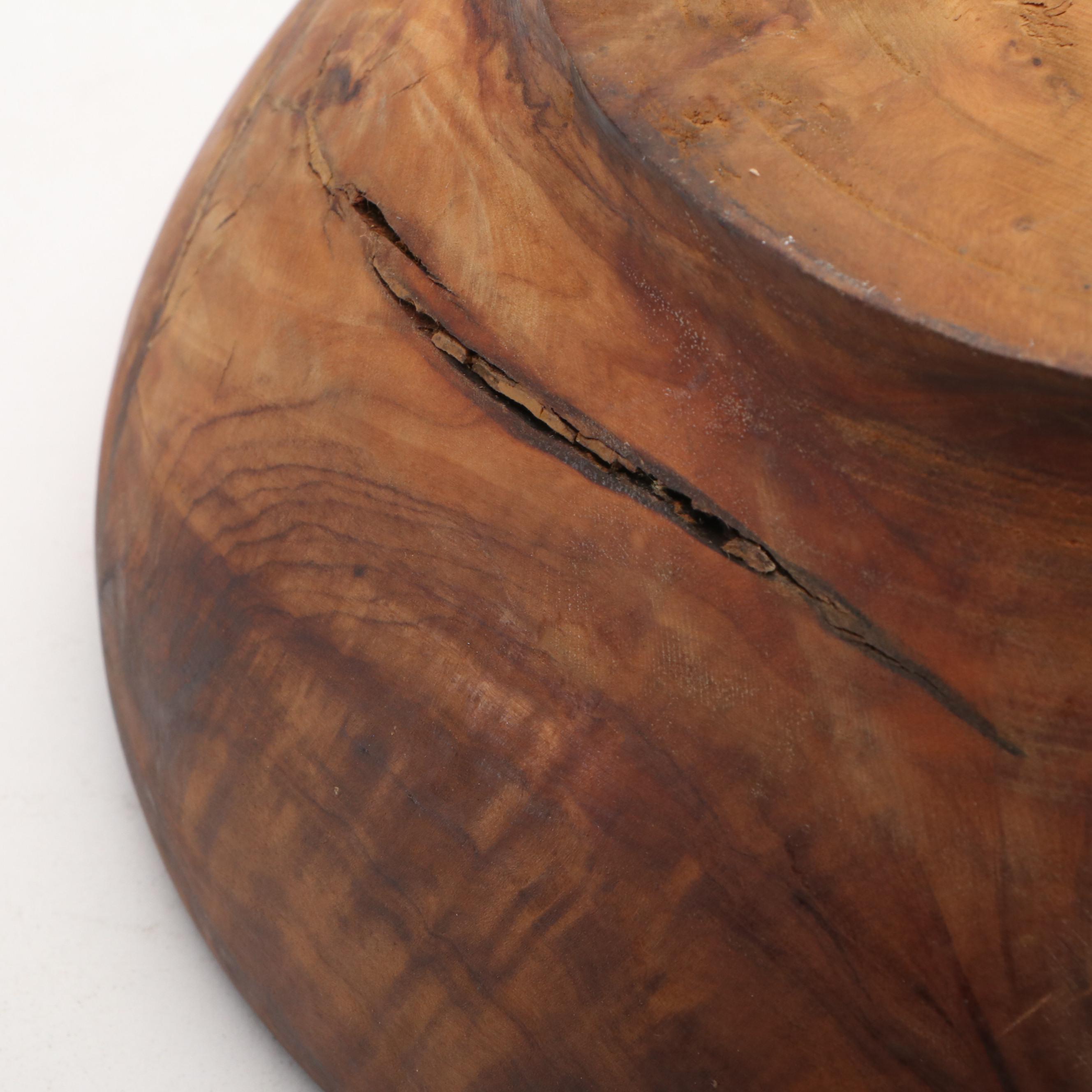 Primitive Style Hand-Carved Wood Fruit Bowls, Late 20th Century