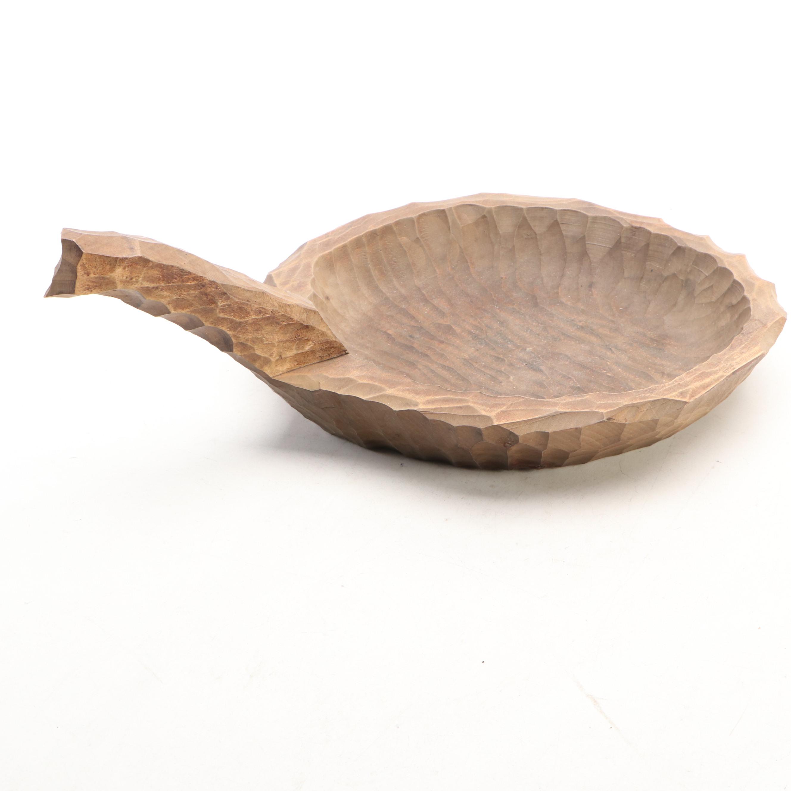 Primitive Style Hand-Carved Wood Fruit Bowls, Late 20th Century