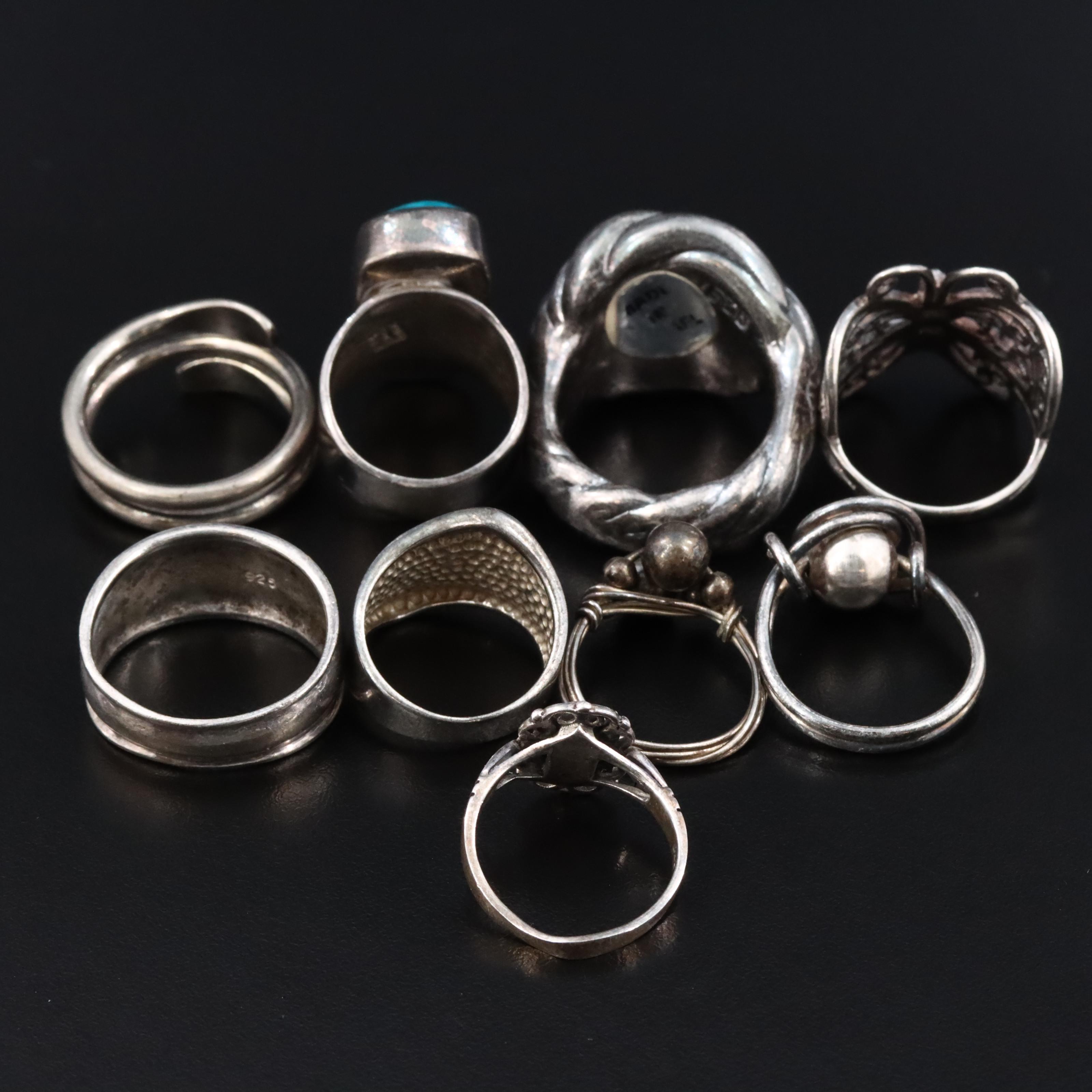 Sterling, Faux Turquoise and Faux Black Onyx Featured in Ring Collection