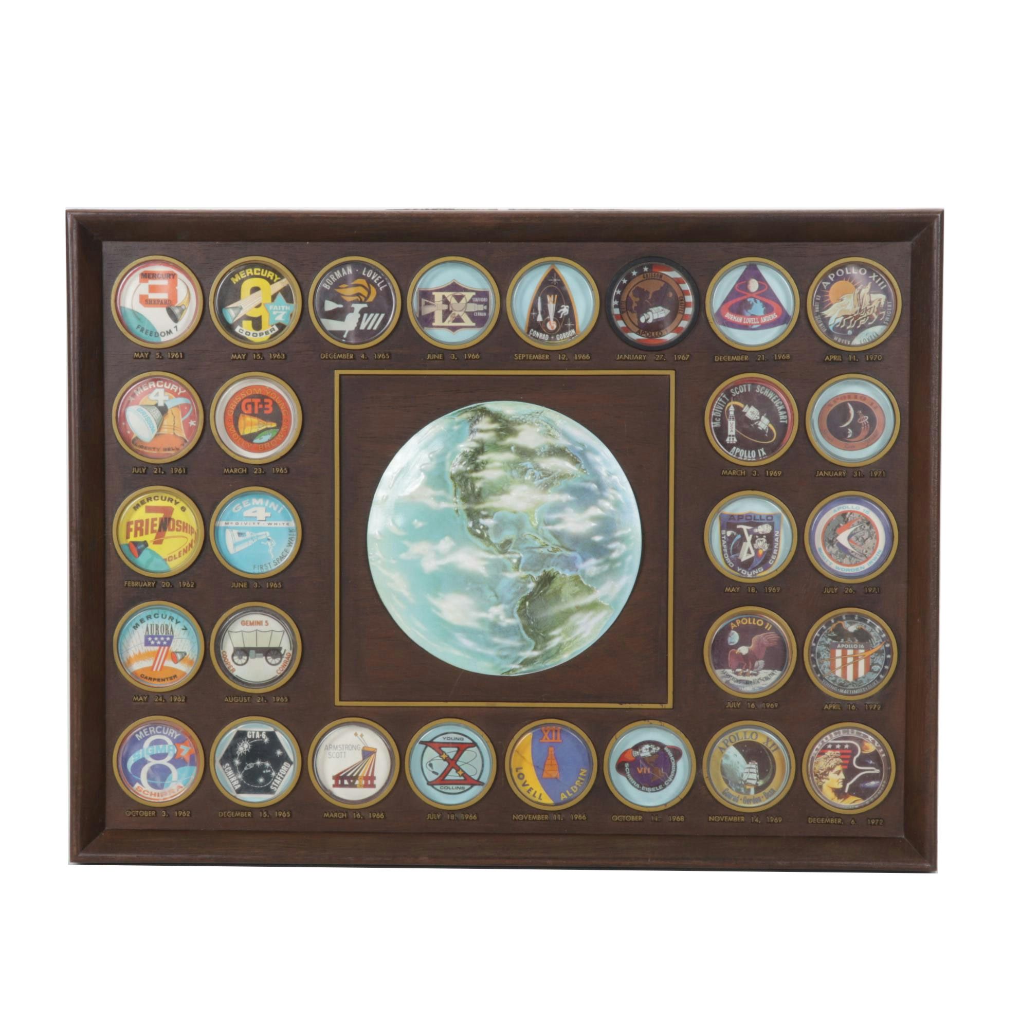 NASA Commemorative Wall Plaque Features Space Mission Patches, 1961-1972
