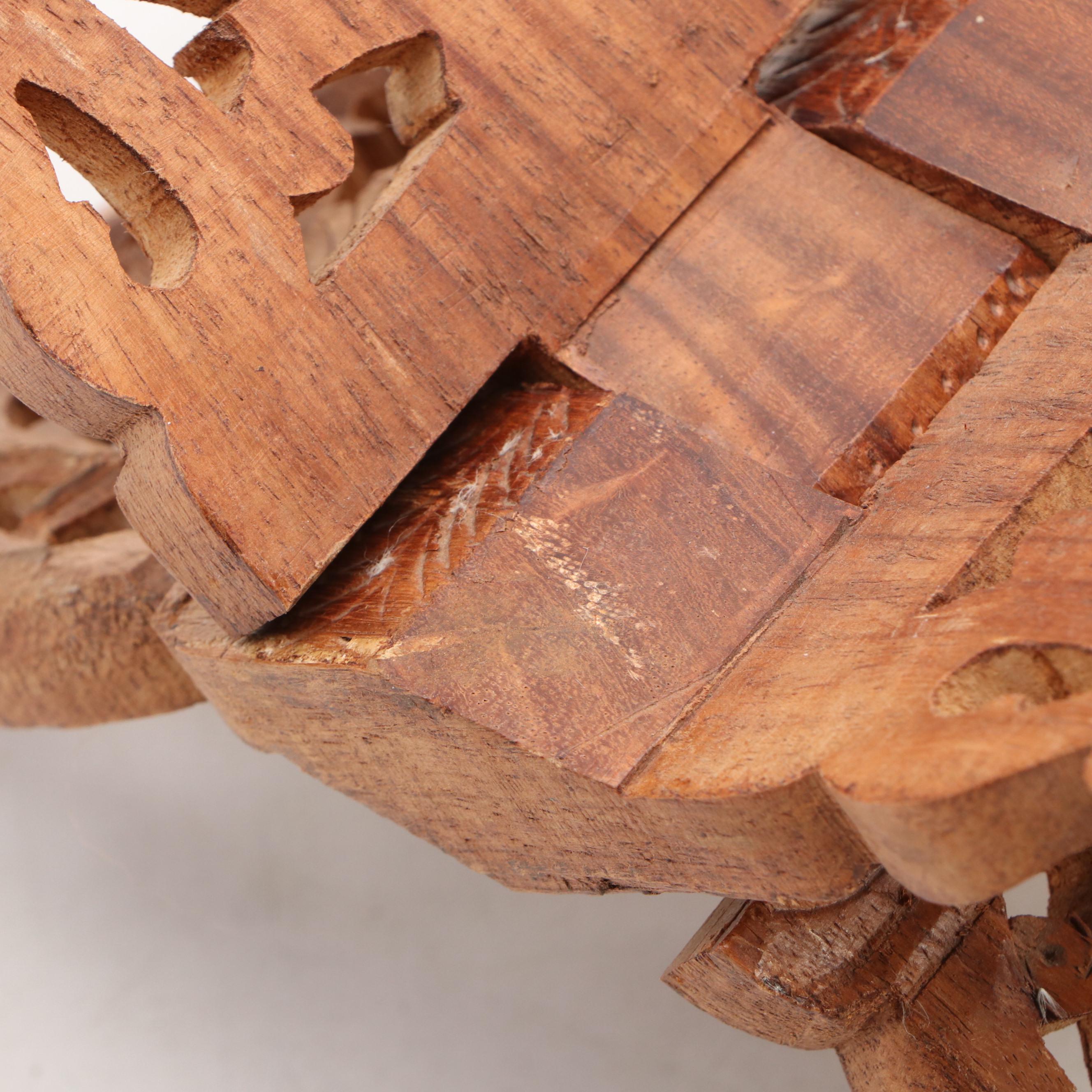 Carved Wood Book Holder and Bone Inlay Elephant Dish with Other Wood  Décor