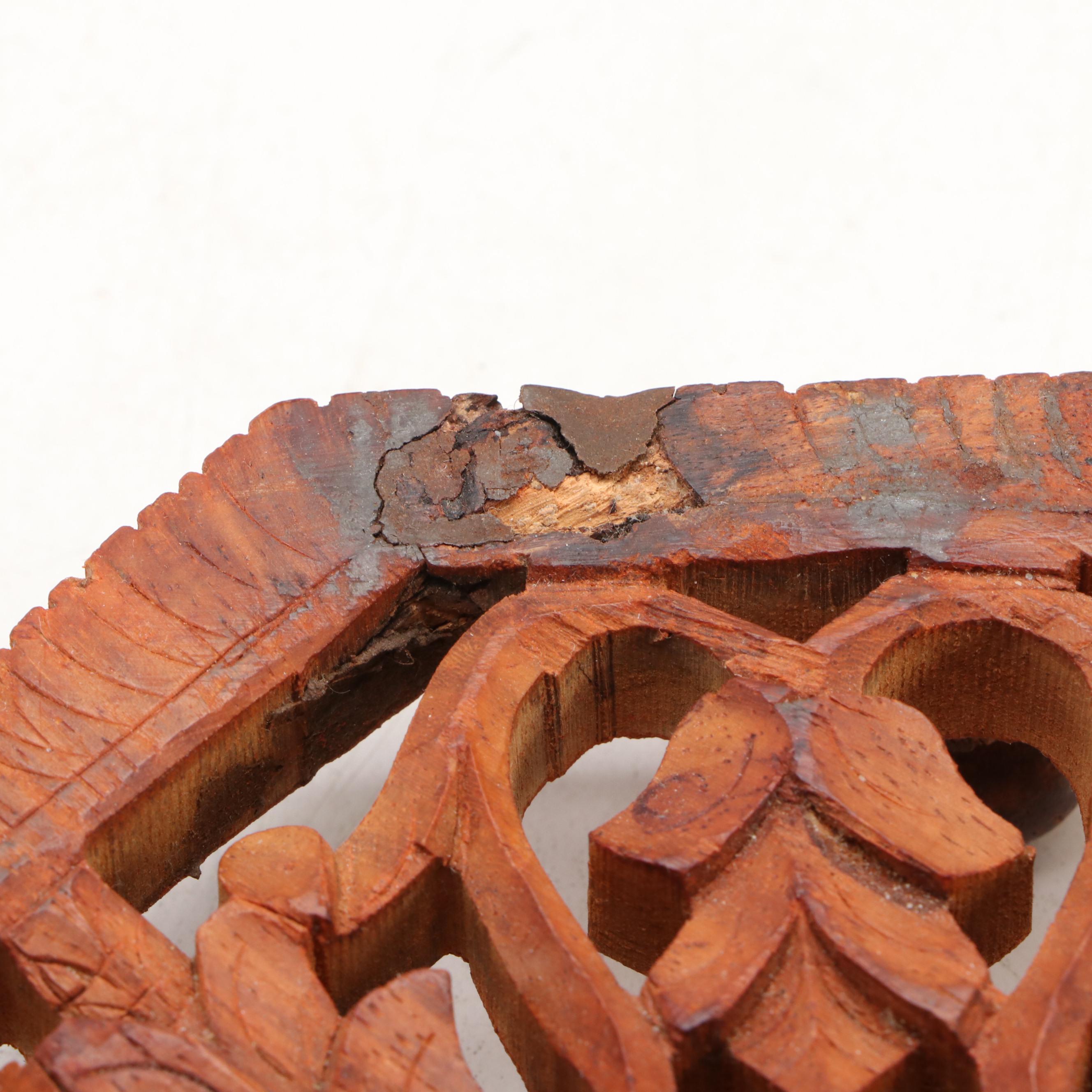 Carved Wood Book Holder and Bone Inlay Elephant Dish with Other Wood  Décor