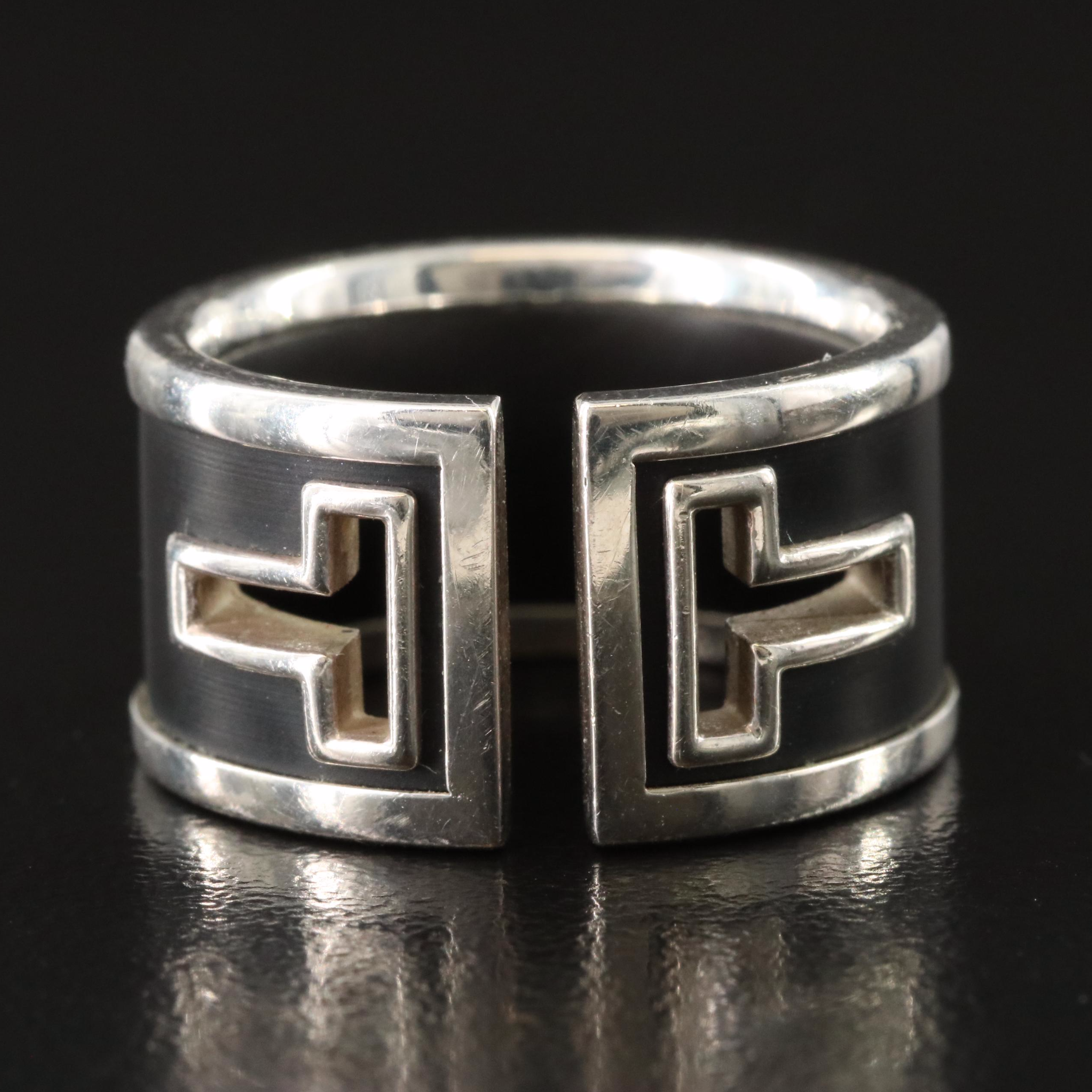 Tiffany & Co. Sterling T Cutout Black Ceramic Ring