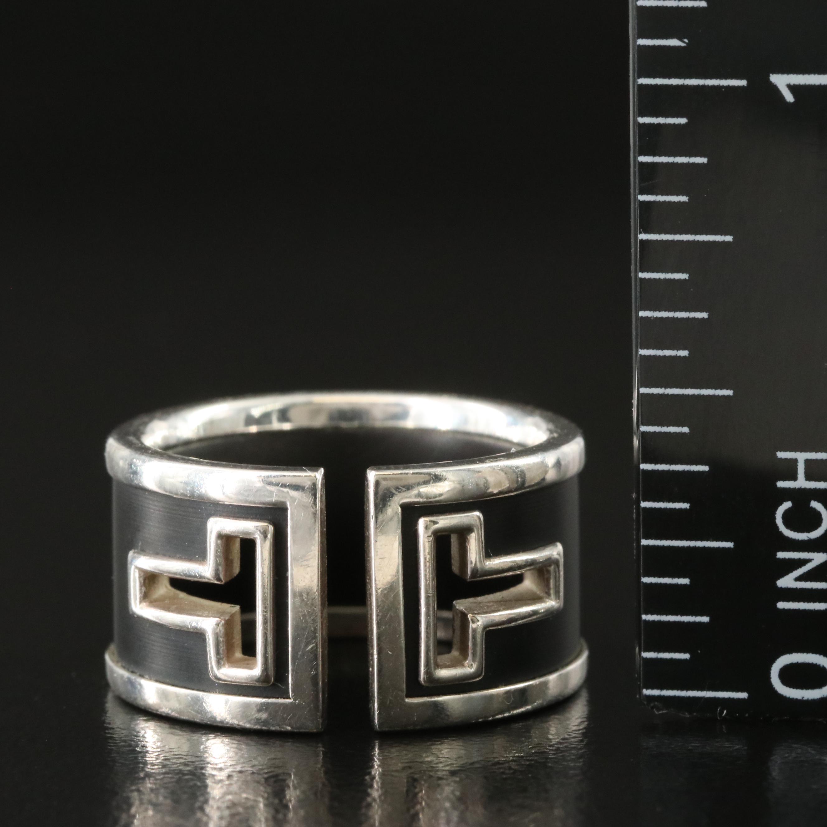 Tiffany & Co. Sterling T Cutout Black Ceramic Ring
