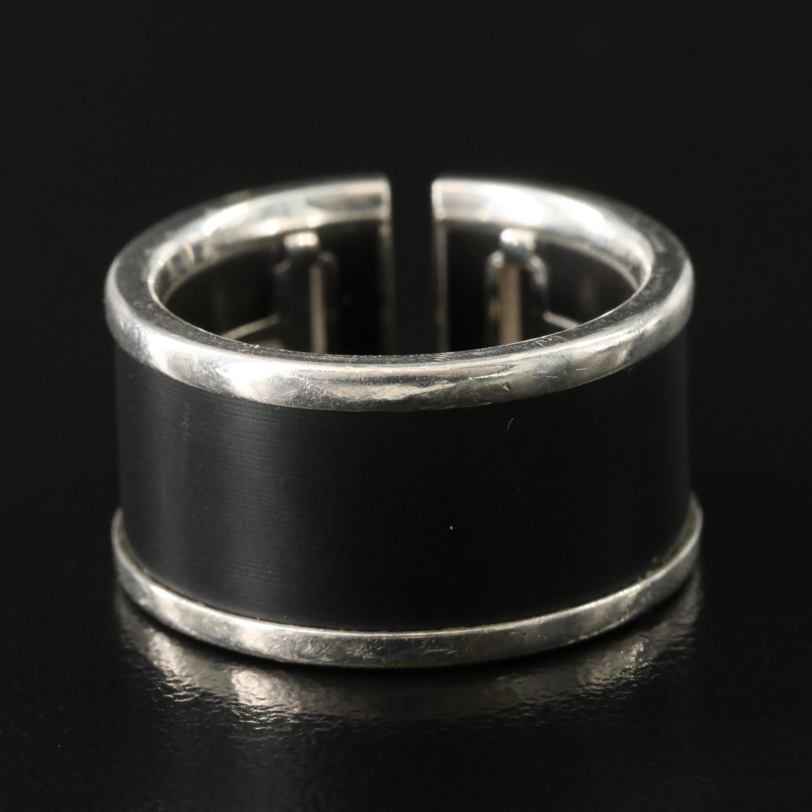 Tiffany & Co. Sterling T Cutout Black Ceramic Ring
