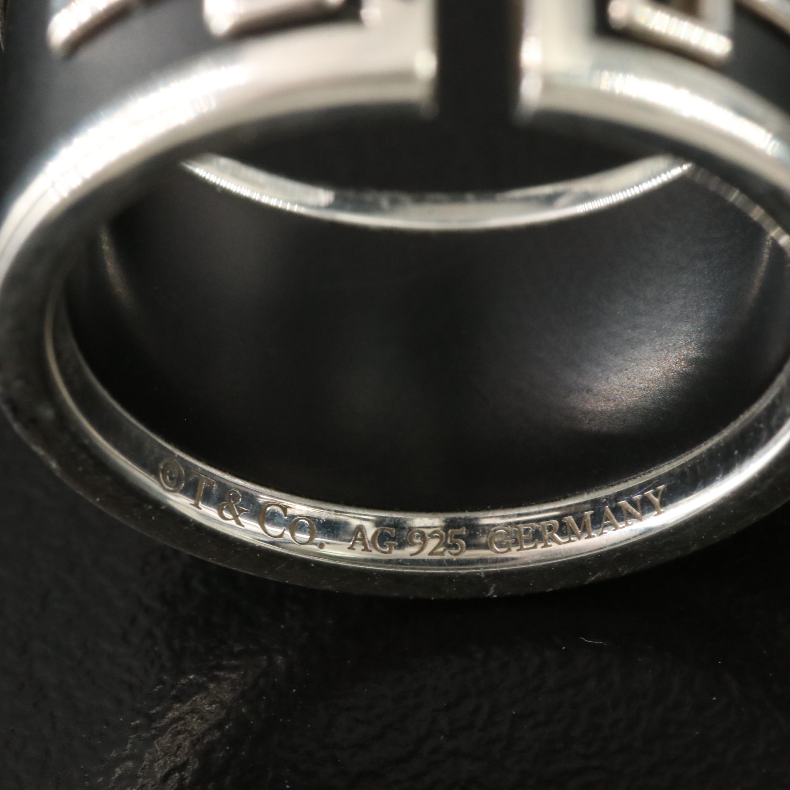 Tiffany & Co. Sterling T Cutout Black Ceramic Ring