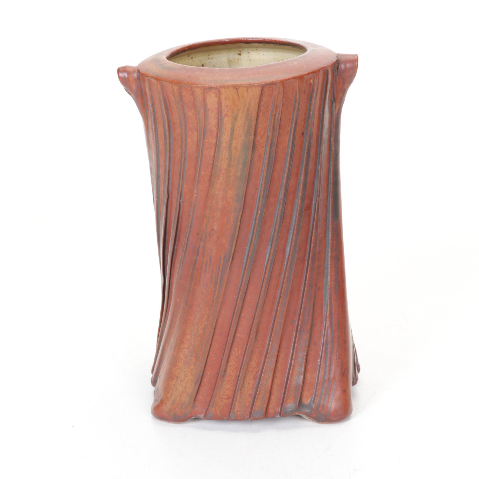 Ellen Shankin Hand-Thrown Pottery Vase and Box with Pottery Bowl