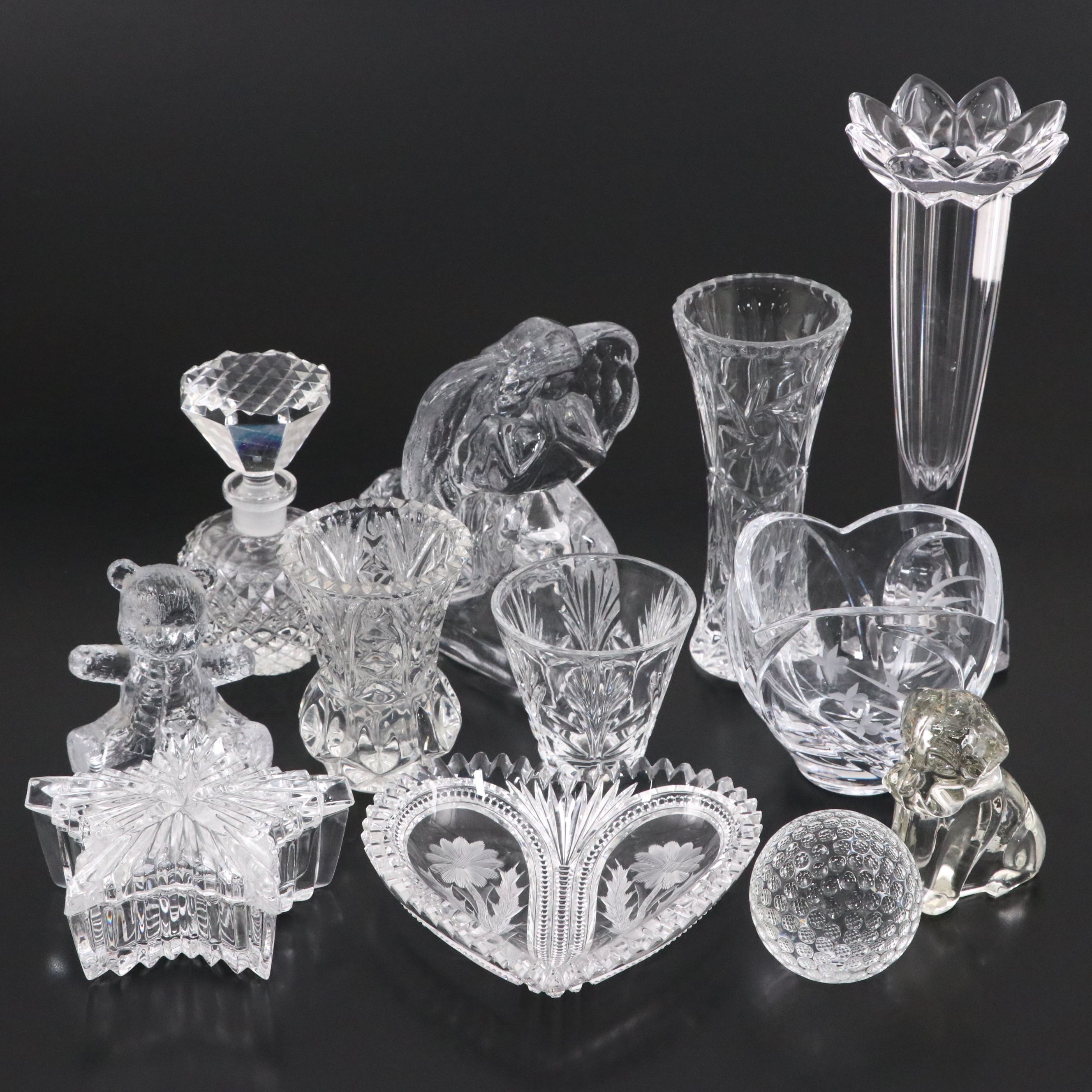Mikasa Crystal Bud Vase and Lenox Etched Bowl with Other Crystal Décor