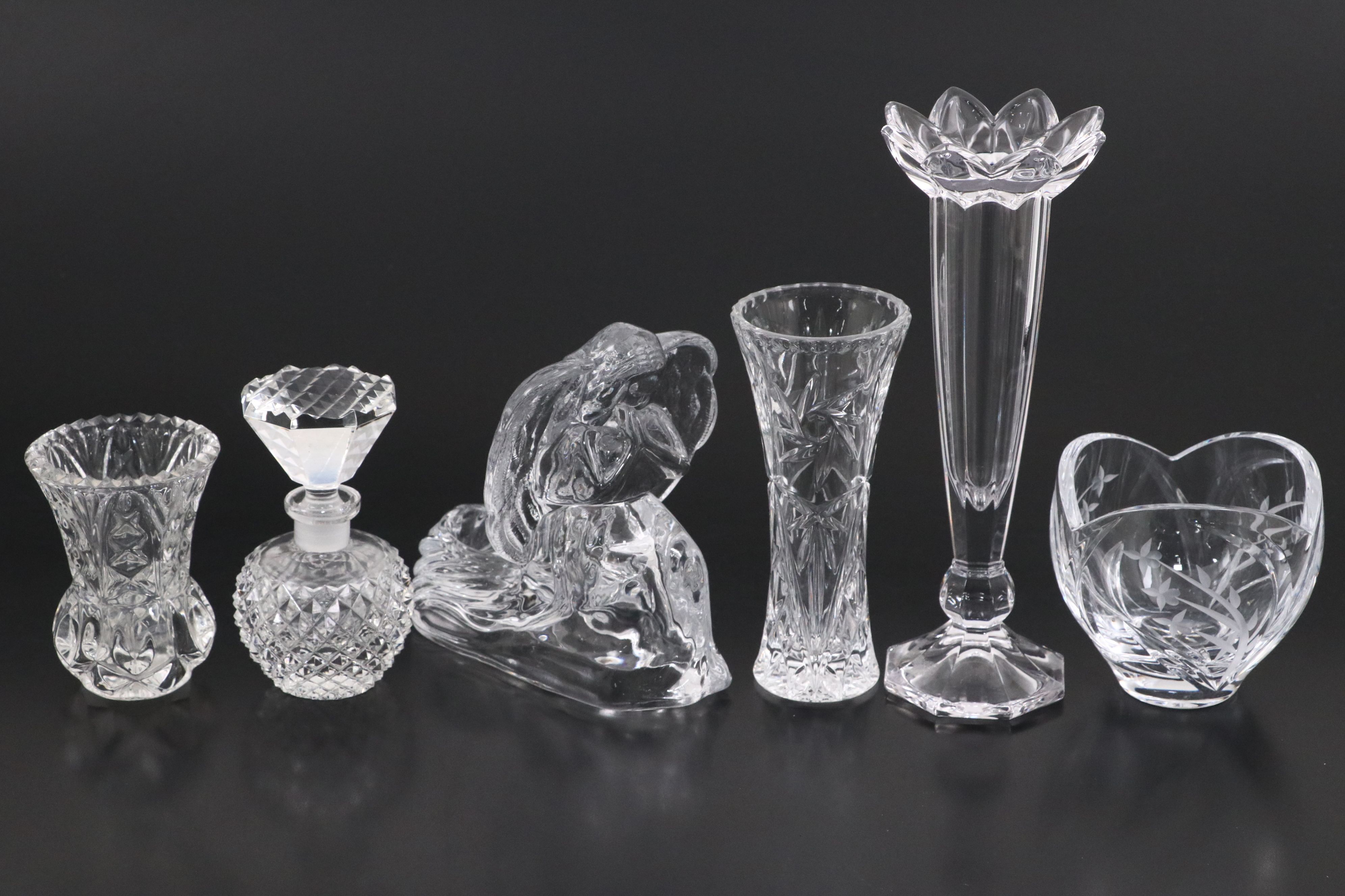 Mikasa Crystal Bud Vase and Lenox Etched Bowl with Other Crystal Décor