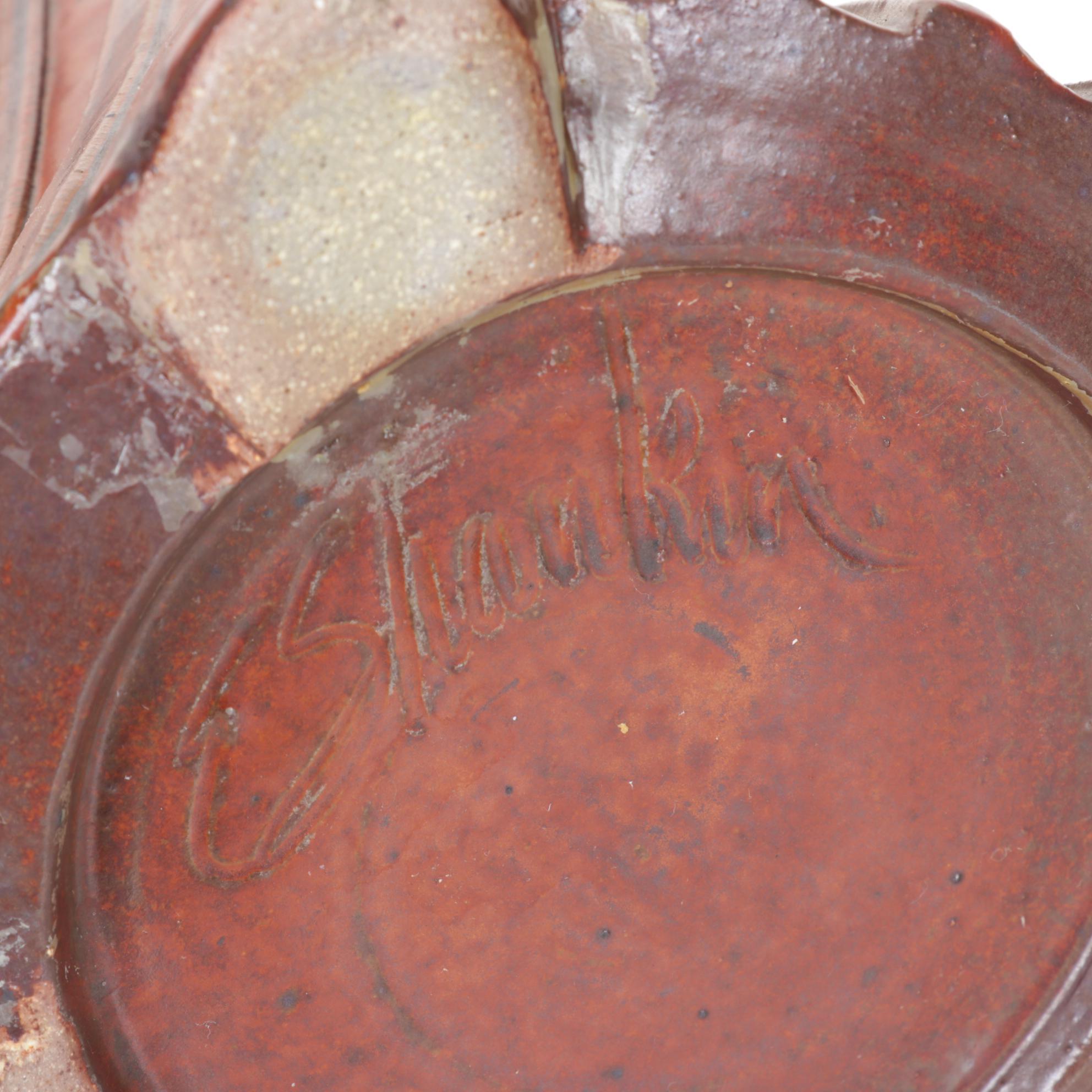 Ellen Shankin Hand-Thrown Pottery Vase and Box with Pottery Bowl