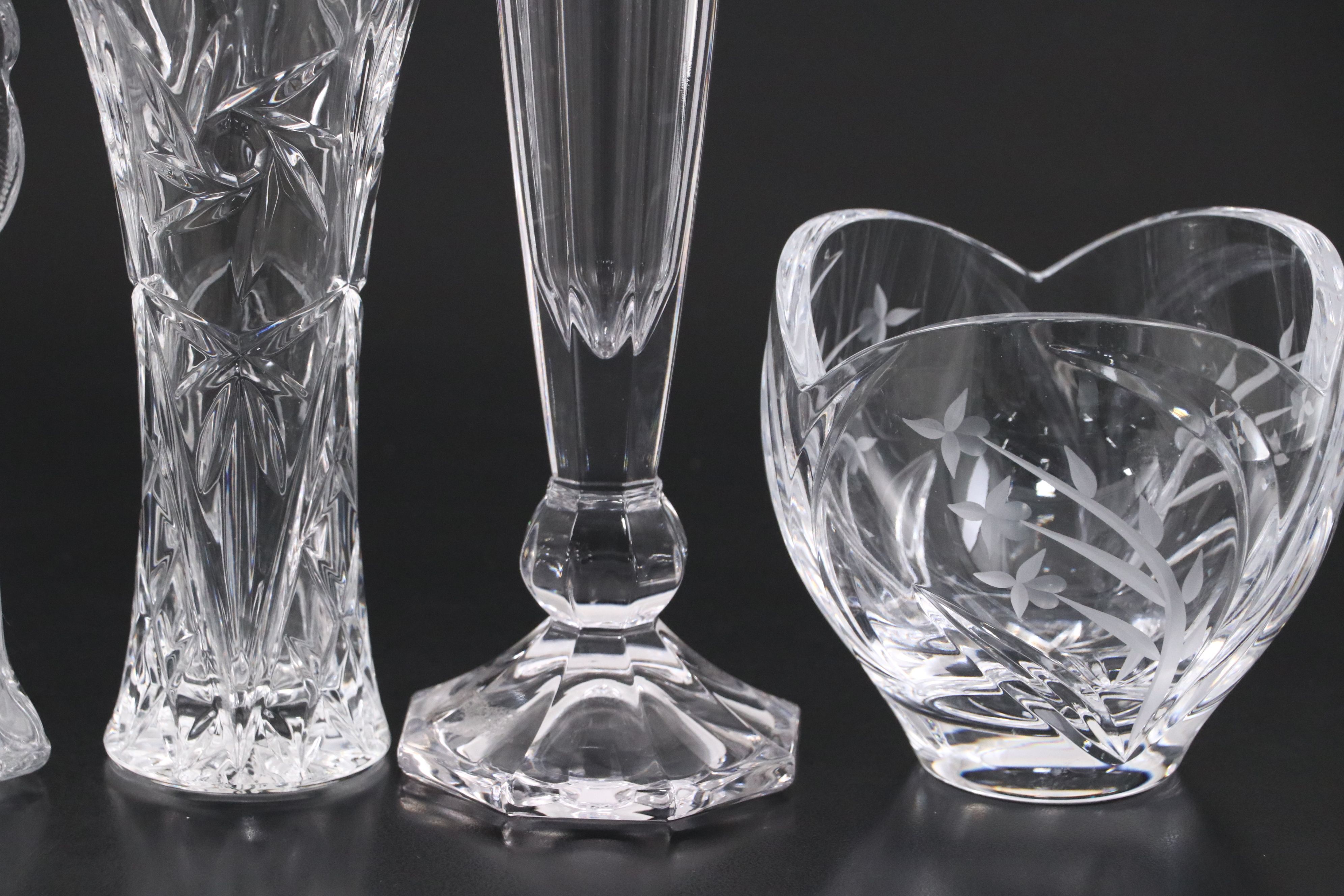 Mikasa Crystal Bud Vase and Lenox Etched Bowl with Other Crystal Décor
