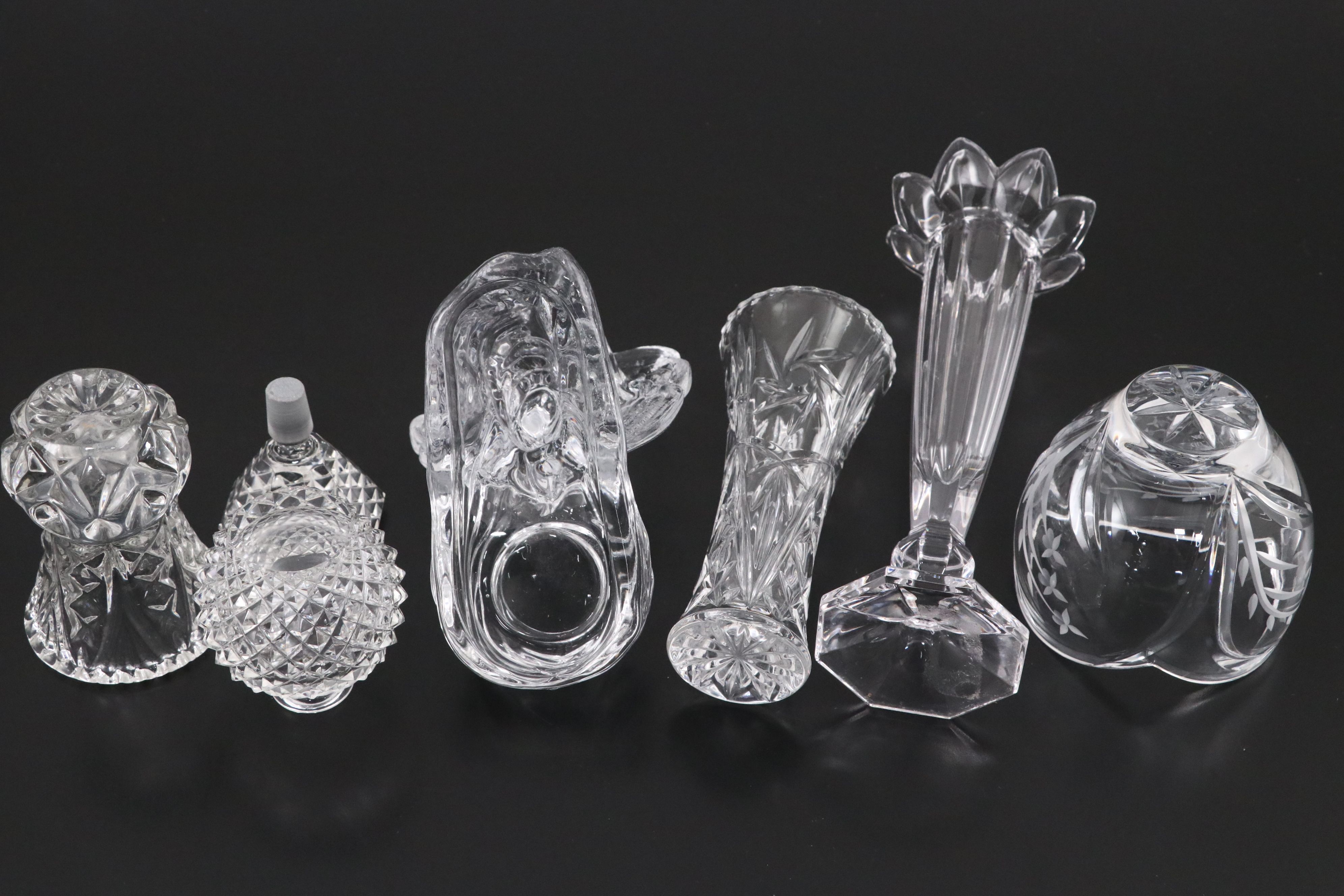 Mikasa Crystal Bud Vase and Lenox Etched Bowl with Other Crystal Décor