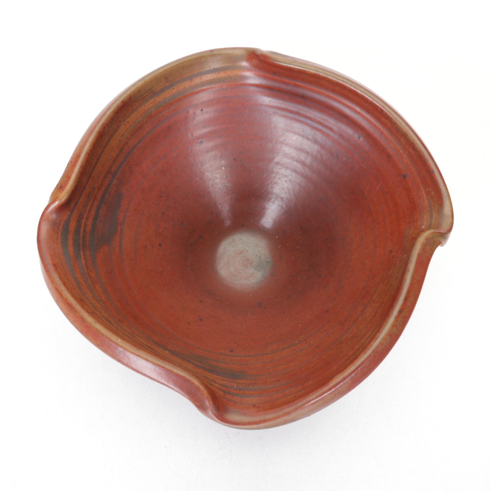 Ellen Shankin Hand-Thrown Pottery Vase and Box with Pottery Bowl