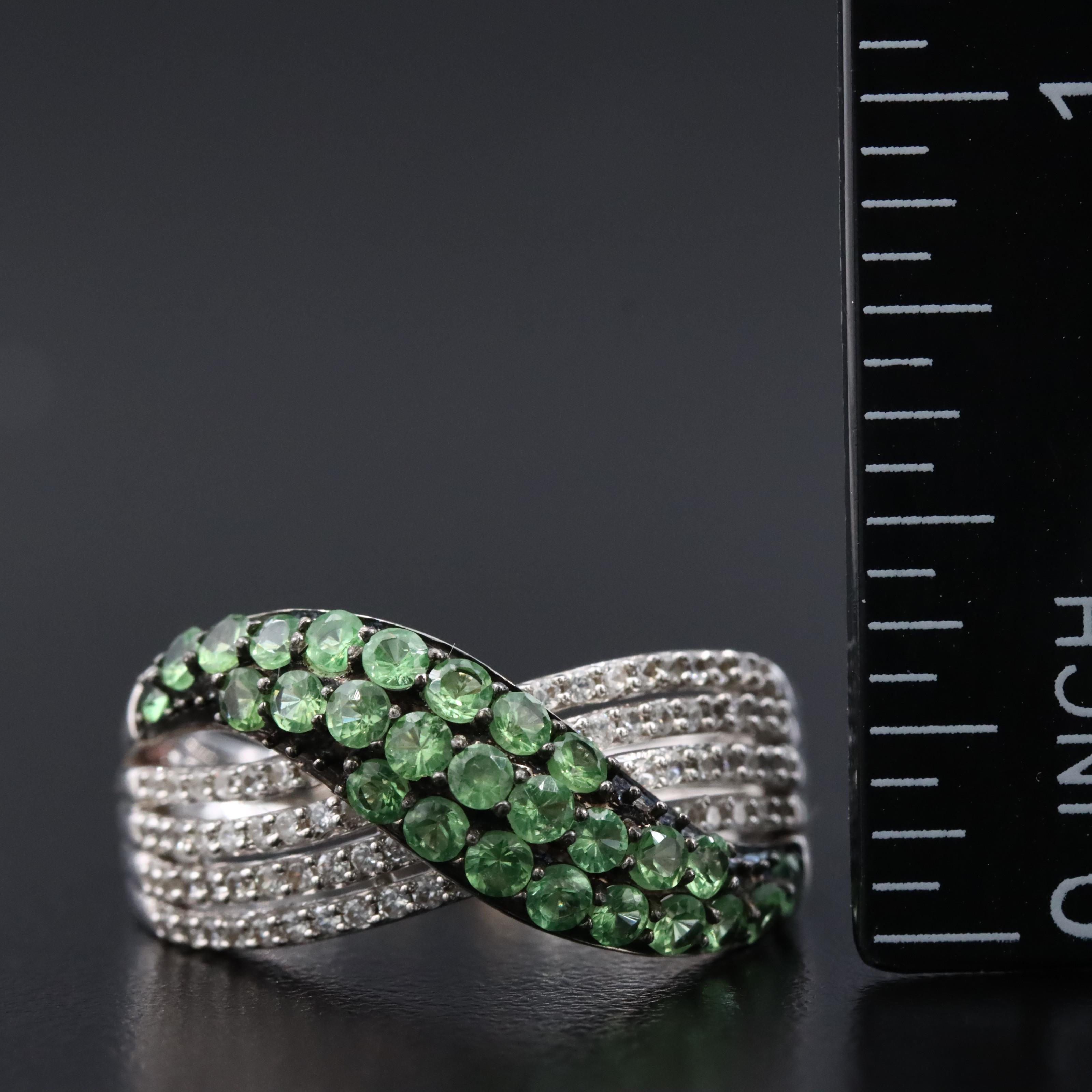 Sterling Tsavorite and White Sapphire Ring