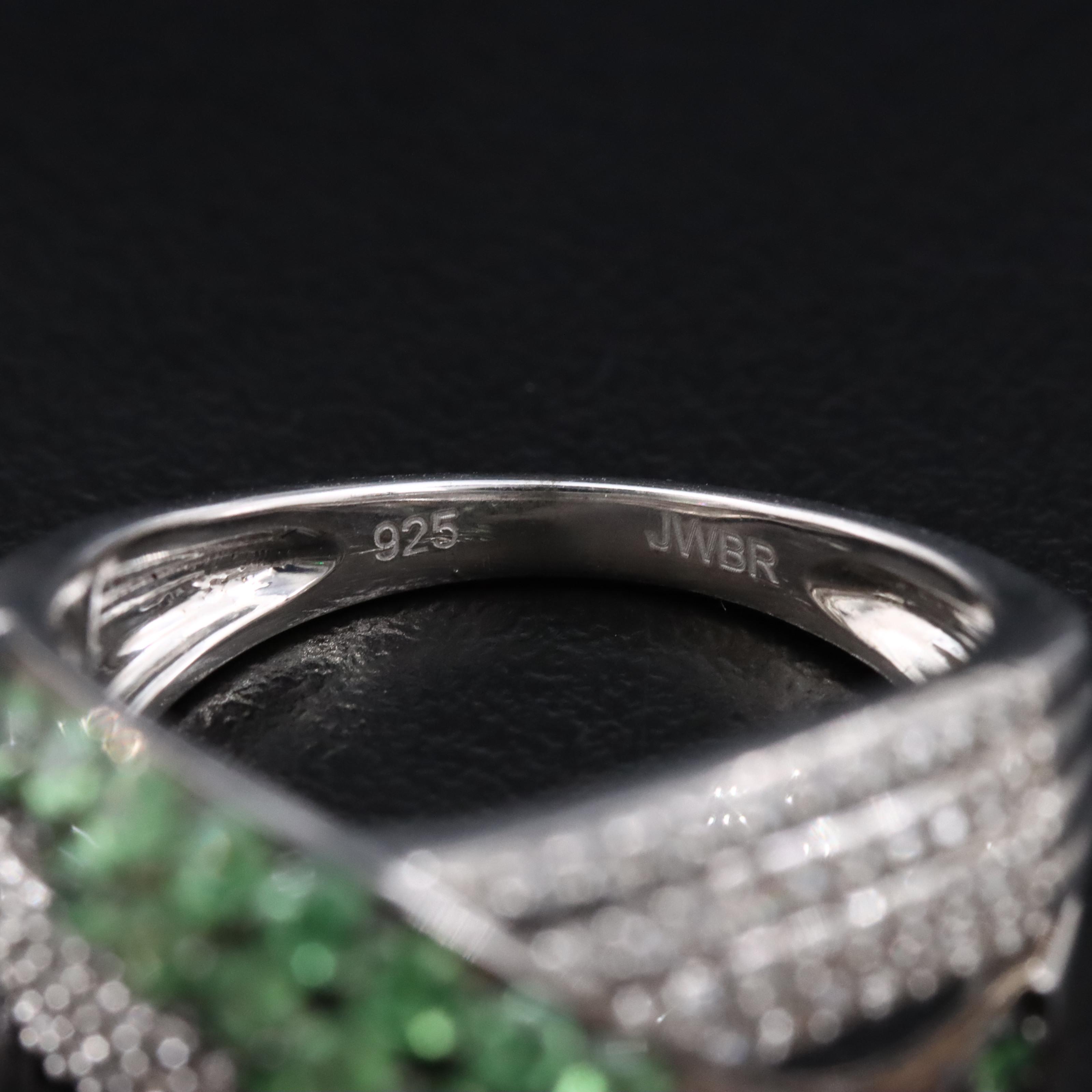 Sterling Tsavorite and White Sapphire Ring