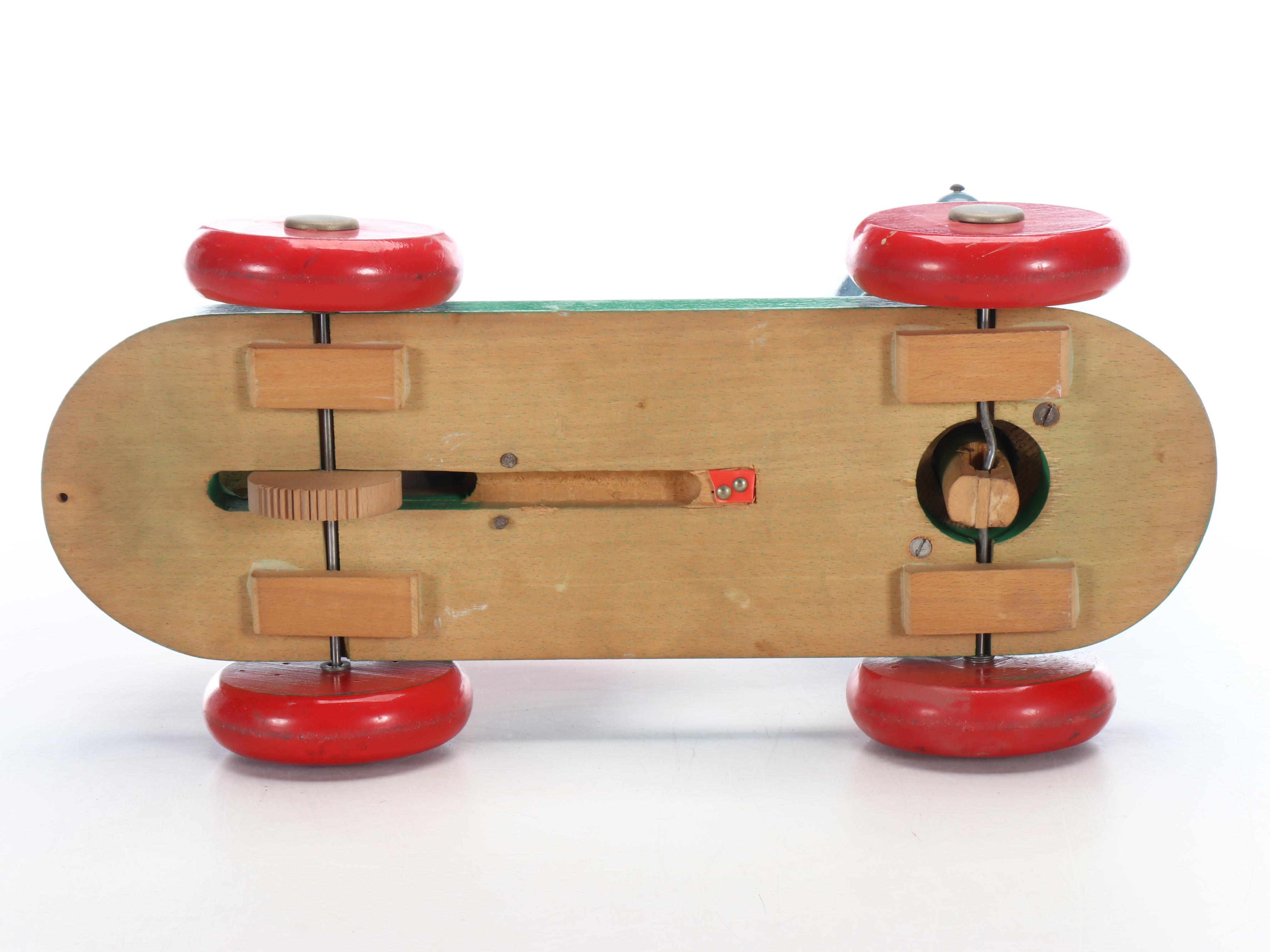 Vintage Wood Sailor and Pig Pull Toy