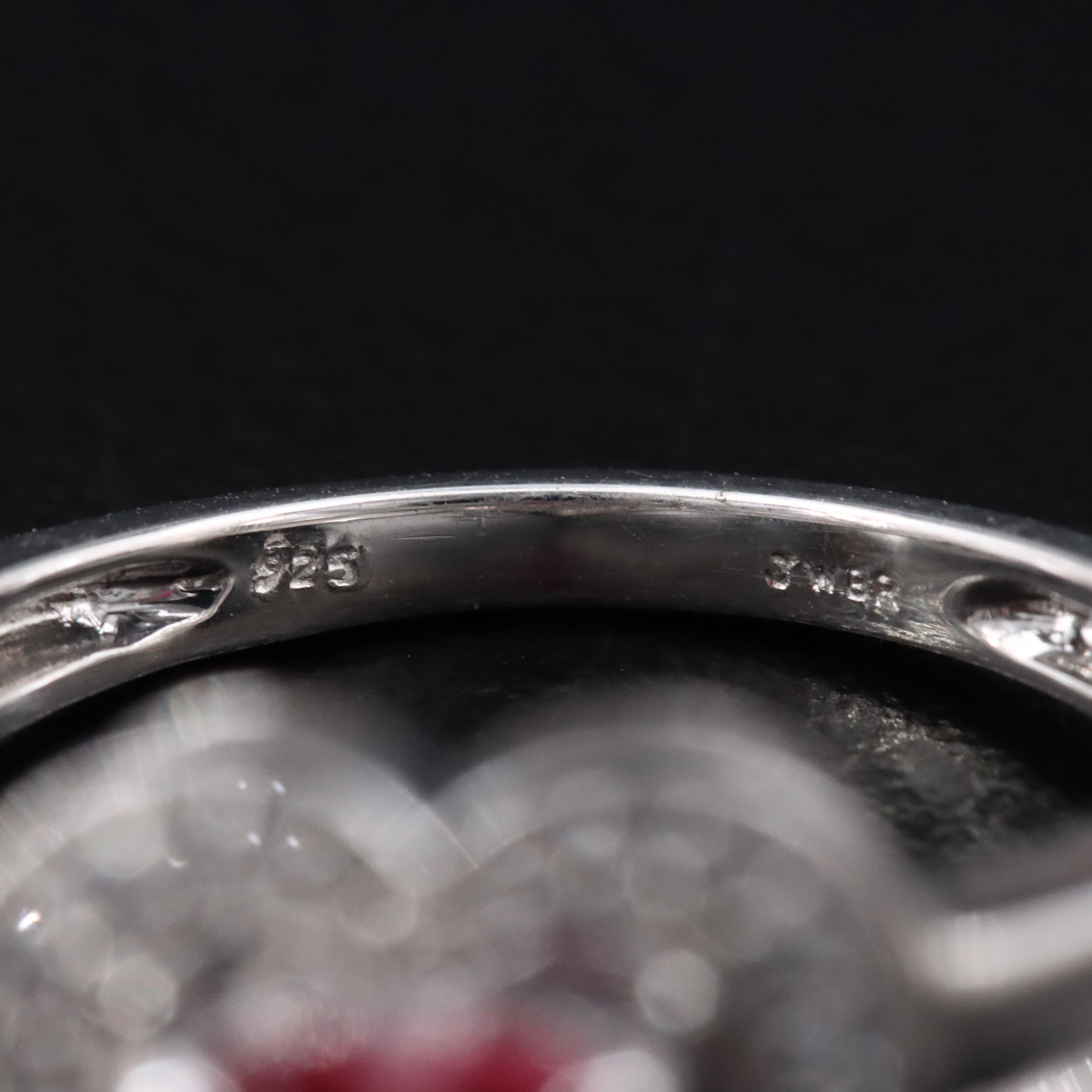 Sterling Ruby and White Sapphire Heart Ring