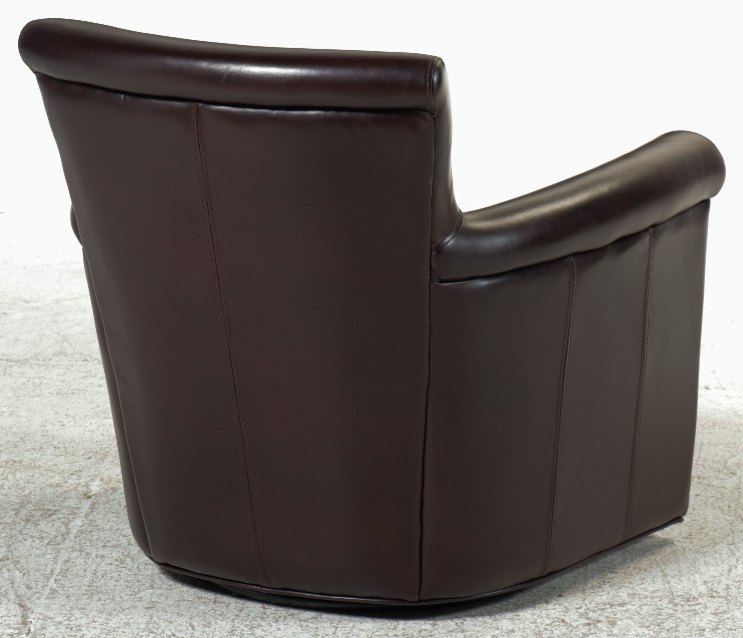 Pottery Barn Irving Roll-Arm Leather Swivel Armchair