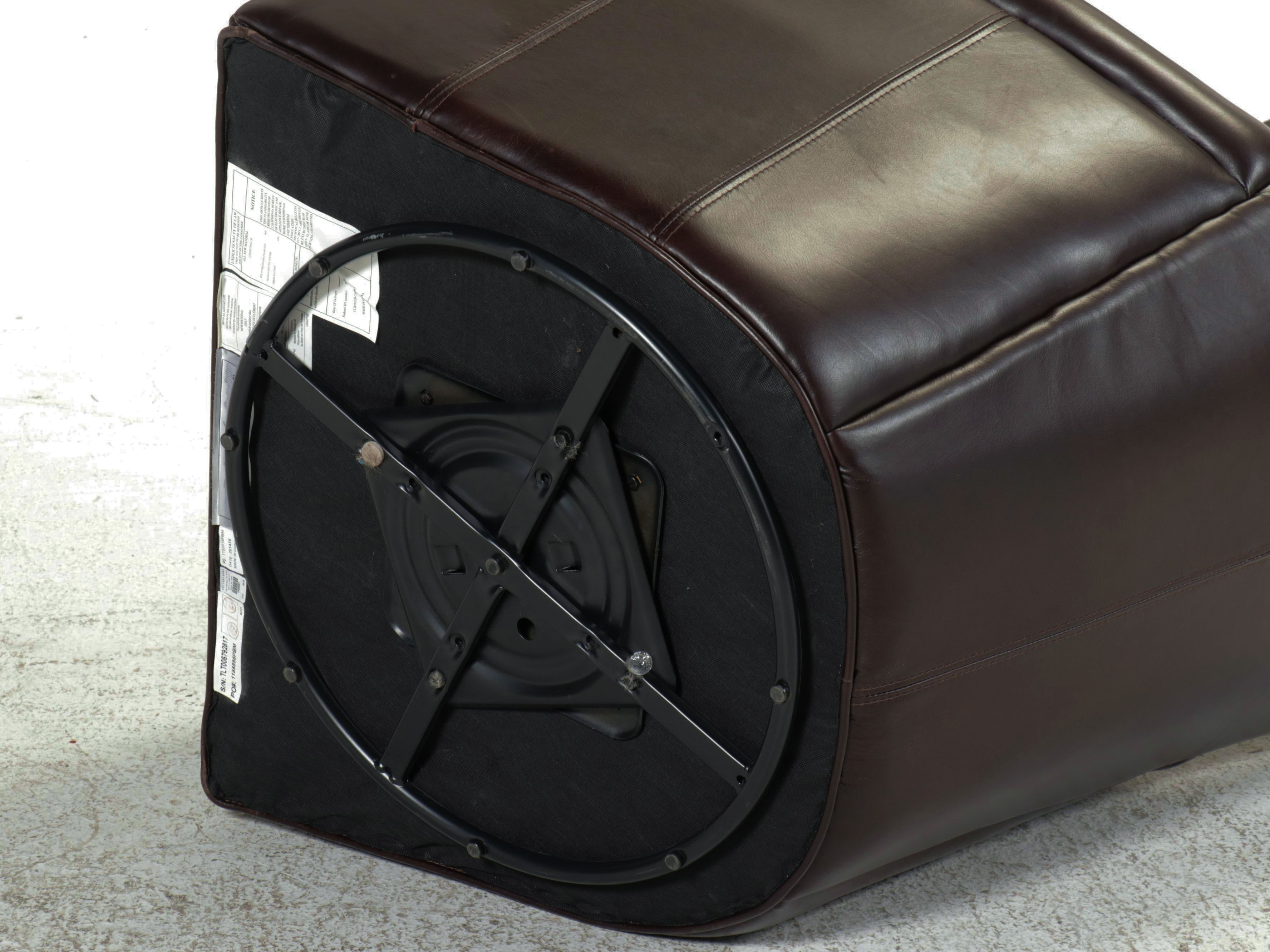 Pottery Barn Irving Roll-Arm Leather Swivel Armchair