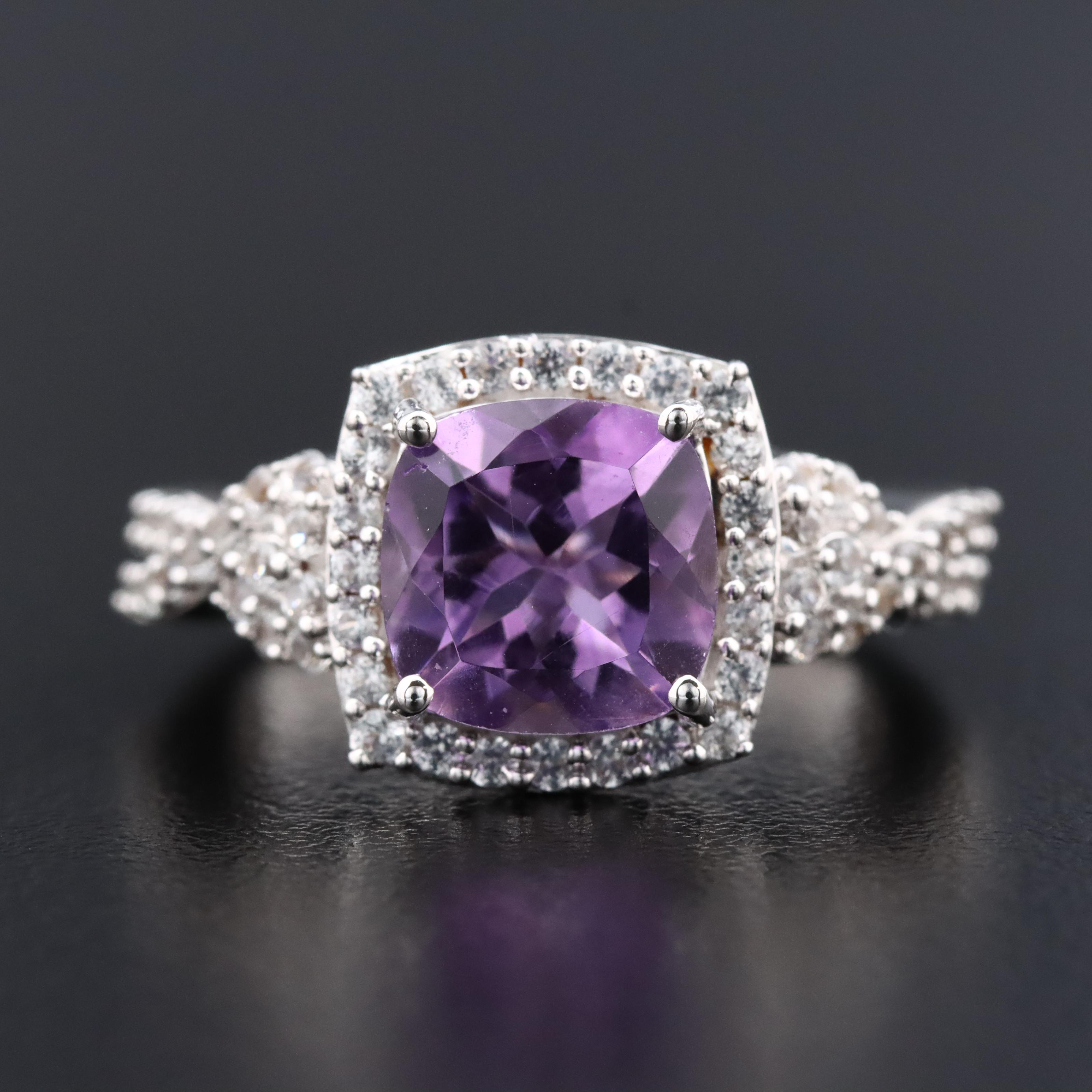 Sterling Amethyst and White Sapphire Ring