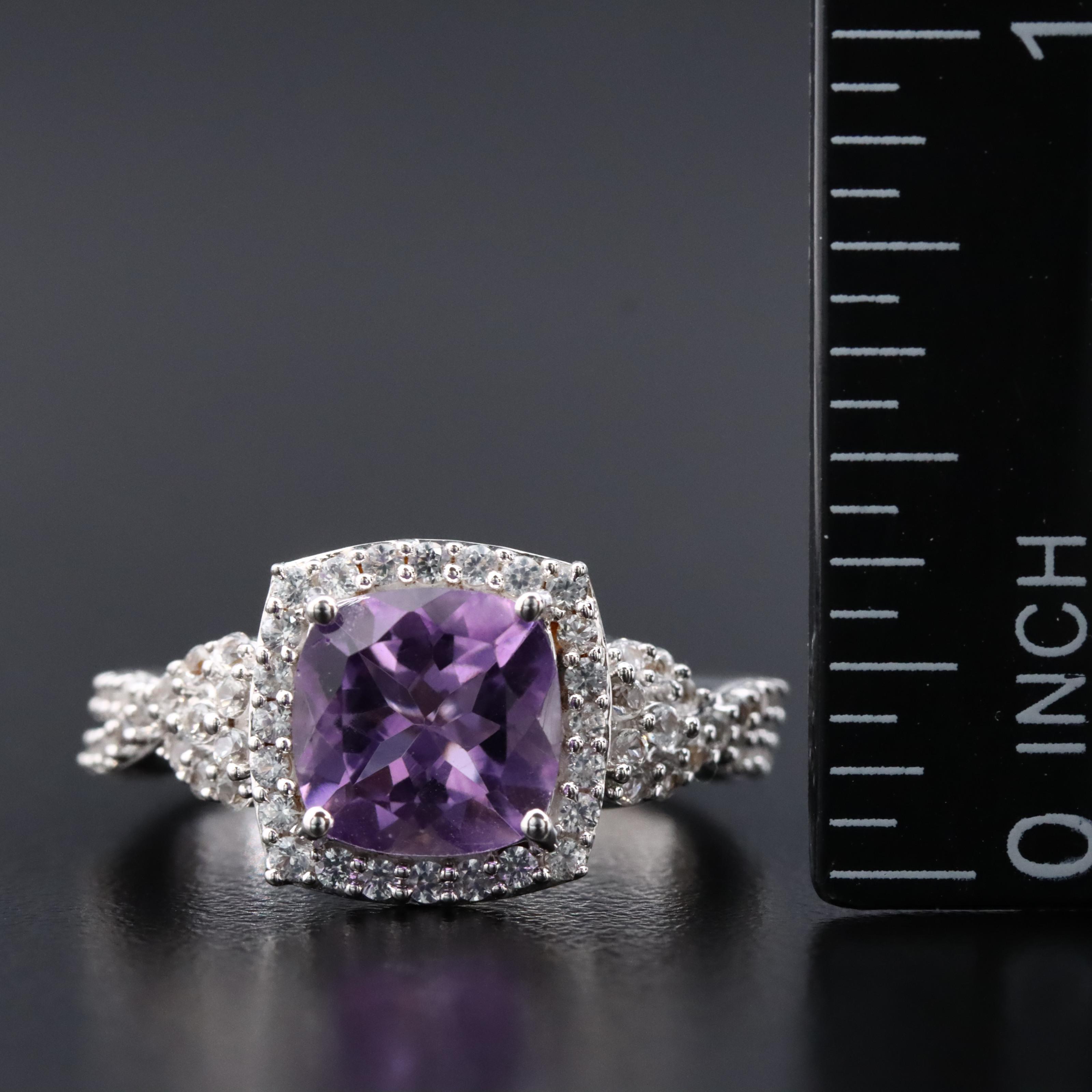 Sterling Amethyst and White Sapphire Ring