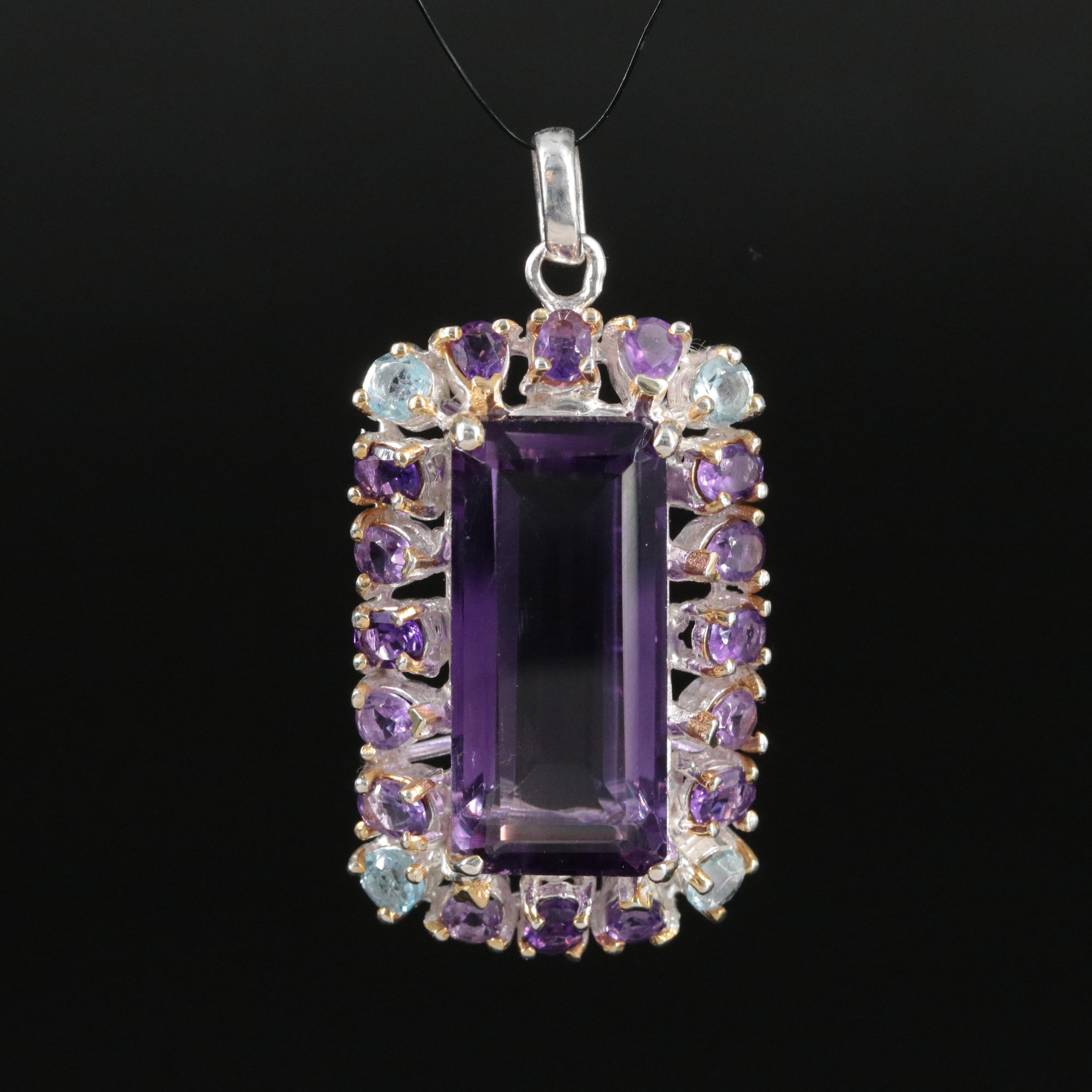 Sterling Amethyst and Topaz Pendant