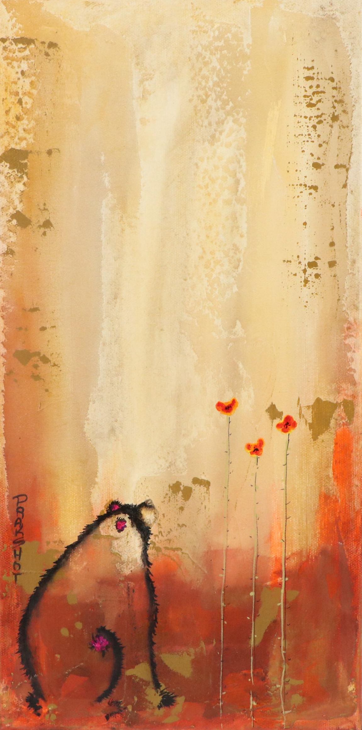 Stylized Acrylic Painting of a Bear "Parkshot," 21st Century