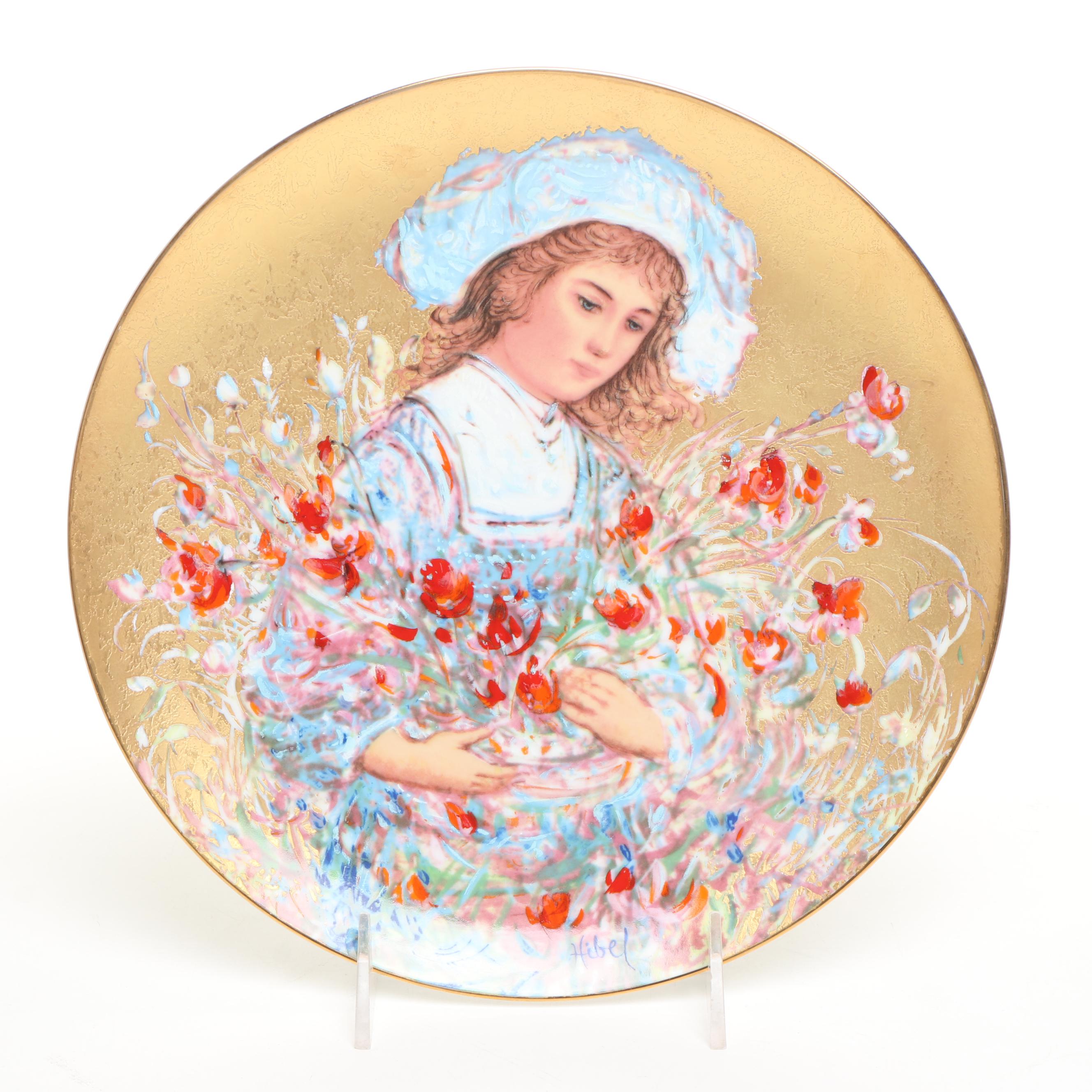 Edna Hibel "The Flower Girl of Provence" and "Lily" Porcelain Plates