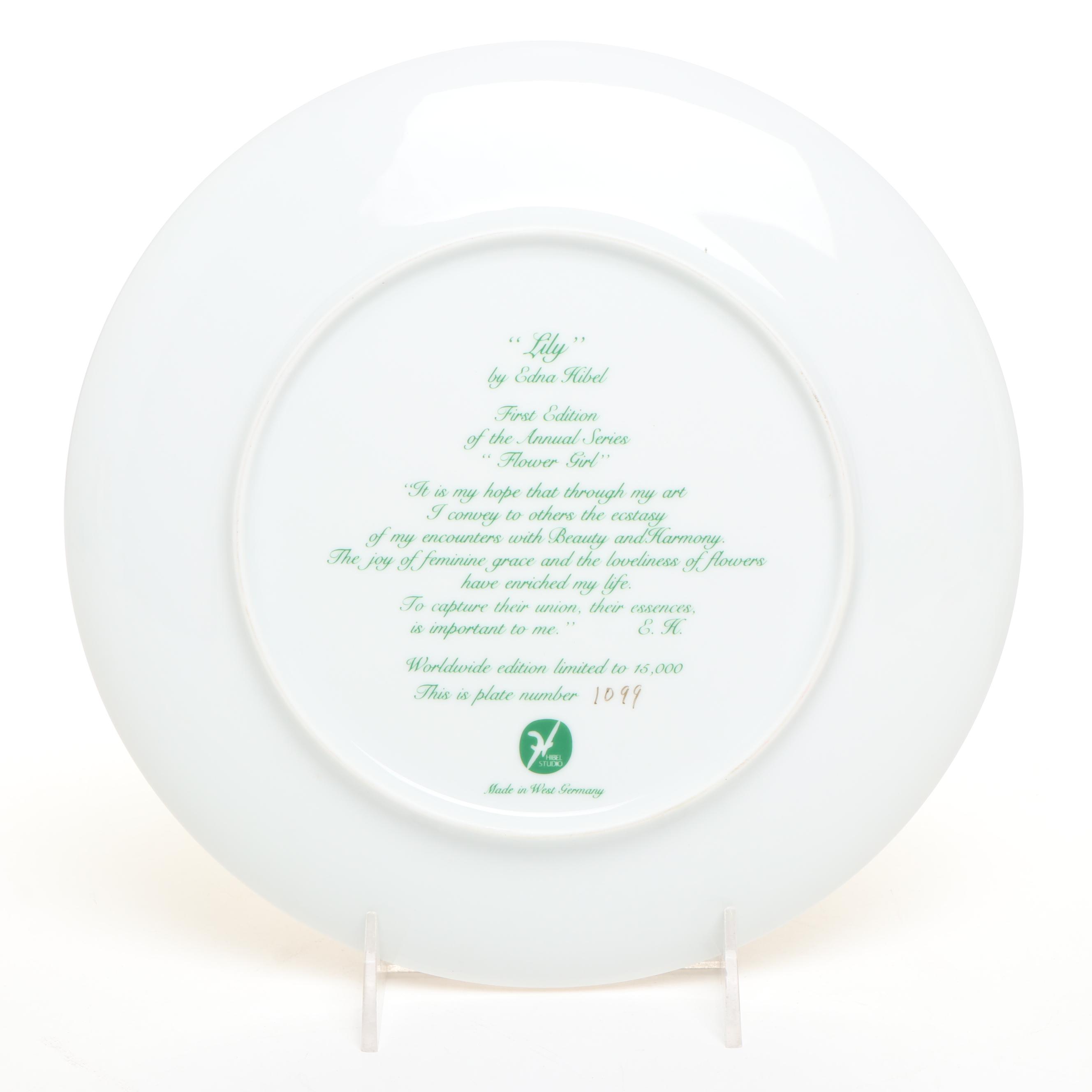 Edna Hibel "The Flower Girl of Provence" and "Lily" Porcelain Plates