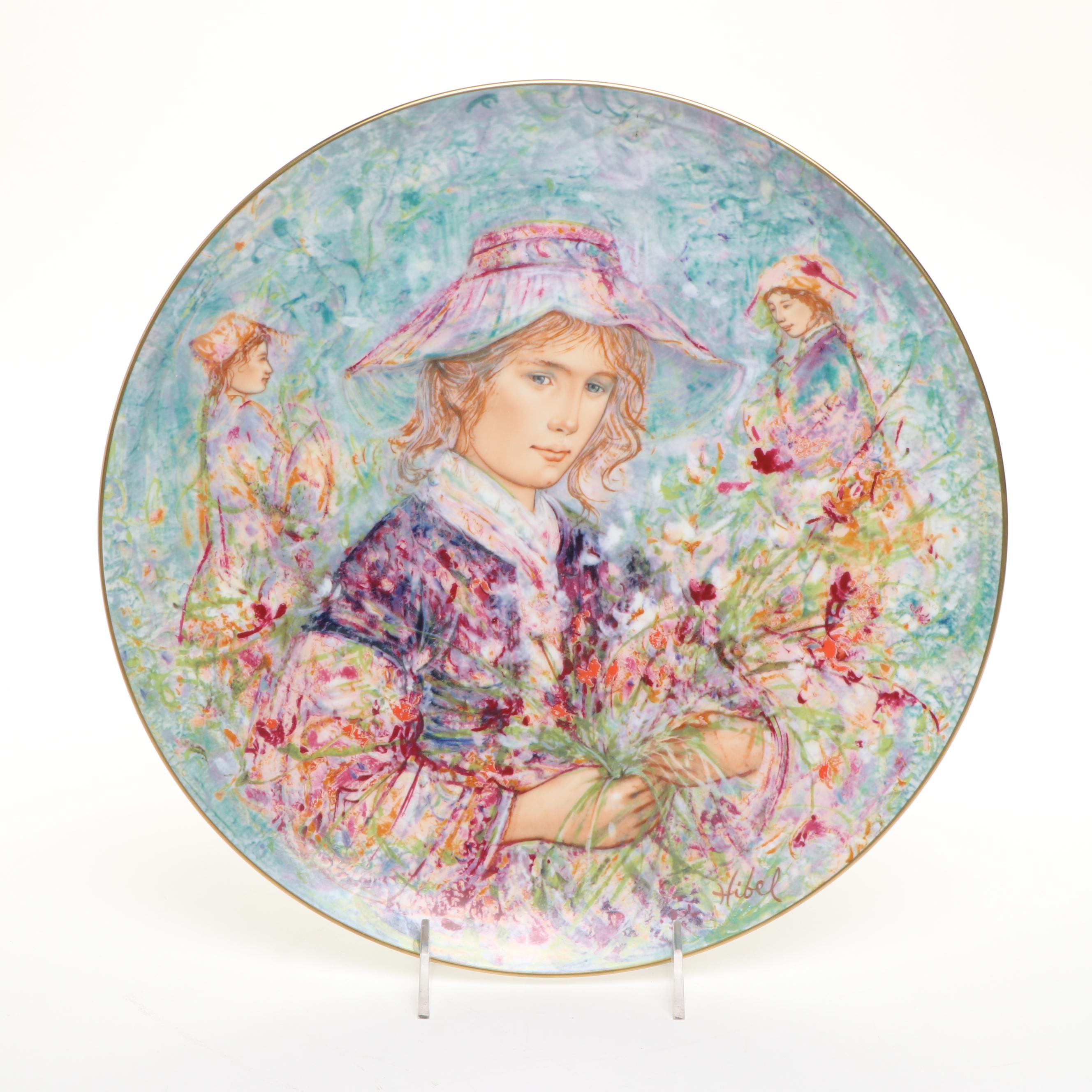Edna Hibel "The Flower Girl of Provence" and "Lily" Porcelain Plates