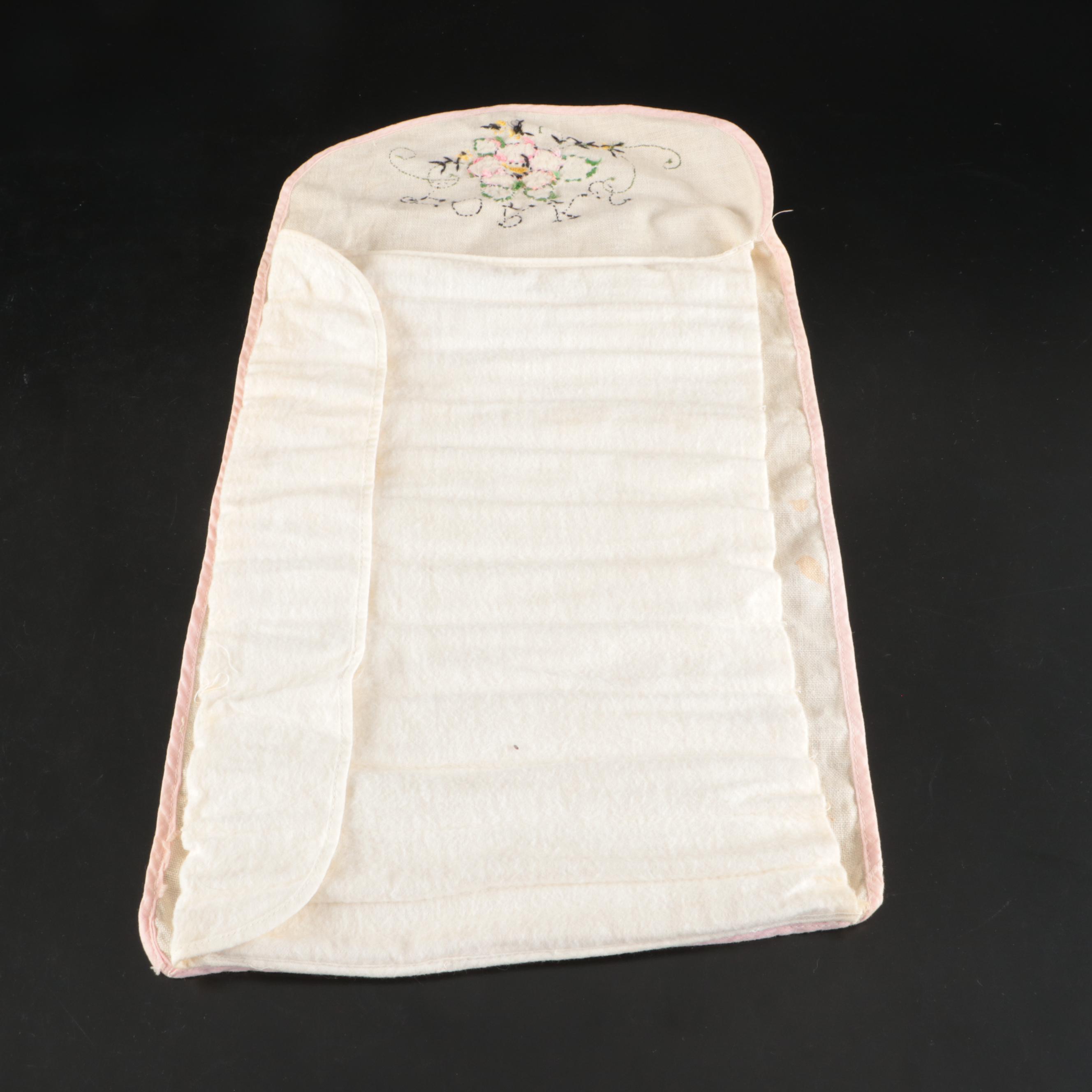 Community and Other Silver Plate Flatware with Embroidered Cutlery Rolls